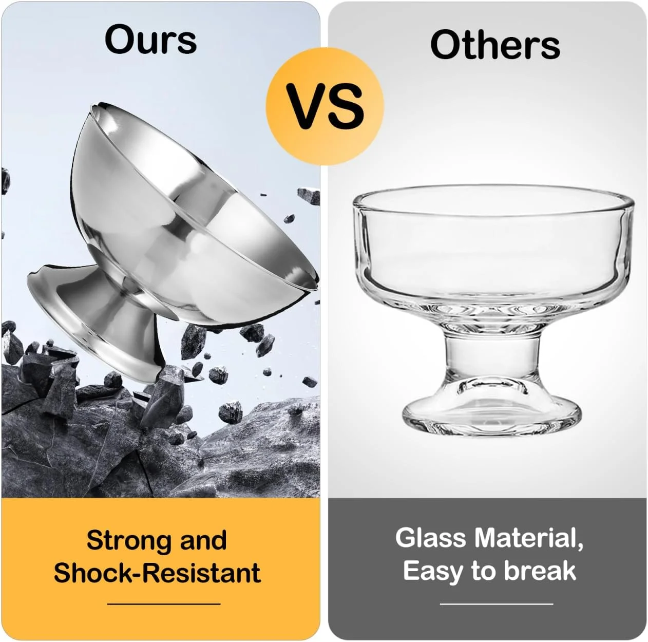 DOITOOL 3 عدد کاسه بستنی استیل ضد زنگ، فنجان های بستنی فلزی کاسه های سالاد قابل استفاده مجدد کاسه های دسر فنجان های میوه پایه دار گرد برای دسر بستنی میوه ای پودینگ، 10X10X6.5CM DOITOOL 3 عدد کاسه بستنی استیل ضد زنگ، فنجان های بستنی فلزی کاسه های سالاد قابل استفاده مجدد کاسه های دسر فنجان های میوه پایه دار گرد برای دسر بستنی میوه ای پودینگ، 10X10X6.5CM