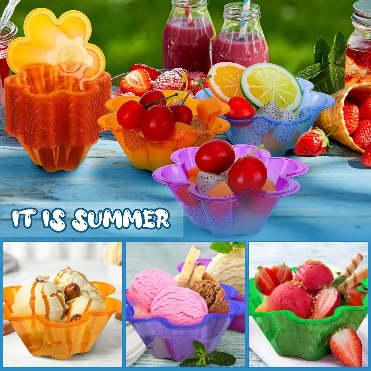 ظروف بستنی پلاستیکی، 200 عدد فنجان دسر 250 میلی لیتری، ظروف یکبار مصرف رنگارنگ به شکل گل برای پودینگ، میوه، ترافل، ظروف تست، برای سرو پیش غذاهای شکلاتی، نمونه برداری در مهمانی (4 رنگ * 50) ظروف بستنی پلاستیکی، 200 عدد فنجان دسر 250 میلی لیتری، ظروف یکبار مصرف رنگارنگ به شکل گل برای پودینگ، میوه، ترافل، ظروف تست، برای سرو پیش غذاهای شکلاتی، نمونه برداری در مهمانی (4 رنگ * 50)