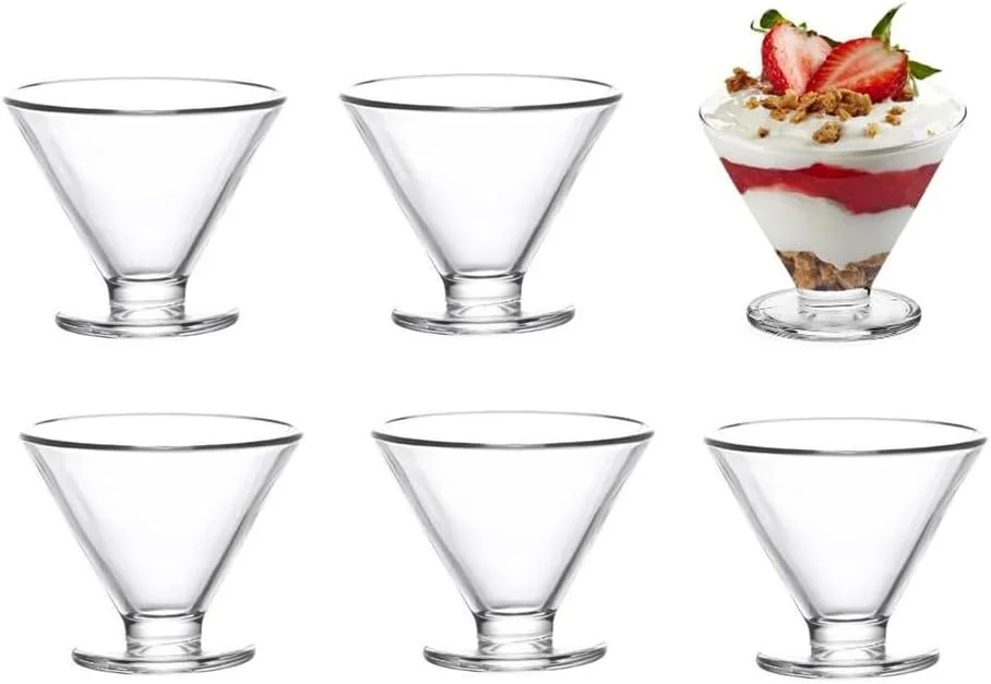 ظروف دسر شیشه ای پایه دار، گیلاس مارتینی بدون پایه، کاسه بستنی خوری مخروطی با پایه سنگین، فنجان شیشه ای پایه دار برای پودینگ، سالاد، میان وعده، میوه، دسر، کوکتل (6 عدد) ظروف دسر شیشه ای پایه دار، گیلاس مارتینی بدون پایه، کاسه بستنی خوری مخروطی با پایه سنگین، فنجان شیشه ای پایه دار برای پودینگ، سالاد، میان وعده، میوه، دسر، کوکتل (6 عدد)