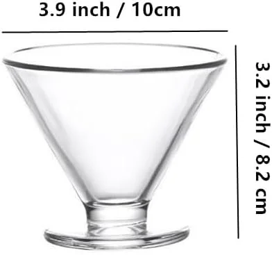 ظروف دسر شیشه ای پایه دار، گیلاس مارتینی بدون پایه، کاسه بستنی خوری مخروطی با پایه سنگین، فنجان شیشه ای پایه دار برای پودینگ، سالاد، میان وعده، میوه، دسر، کوکتل (6 عدد) ظروف دسر شیشه ای پایه دار، گیلاس مارتینی بدون پایه، کاسه بستنی خوری مخروطی با پایه سنگین، فنجان شیشه ای پایه دار برای پودینگ، سالاد، میان وعده، میوه، دسر، کوکتل (6 عدد)