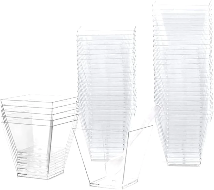 بسته 50 عددی فنجان دسر به همراه 50 قاشق، ست کاسه دسر 60 میلی لیتری، فنجان های دسر پلاستیکی DIY، فنجان های ذوزنقه ای قابل استفاده مجدد برای خانه، دسر، پیک نیک، مهمانی بسته 50 عددی فنجان دسر به همراه 50 قاشق، ست کاسه دسر 60 میلی لیتری، فنجان های دسر پلاستیکی DIY، فنجان های ذوزنقه ای قابل استفاده مجدد برای خانه، دسر، پیک نیک، مهمانی