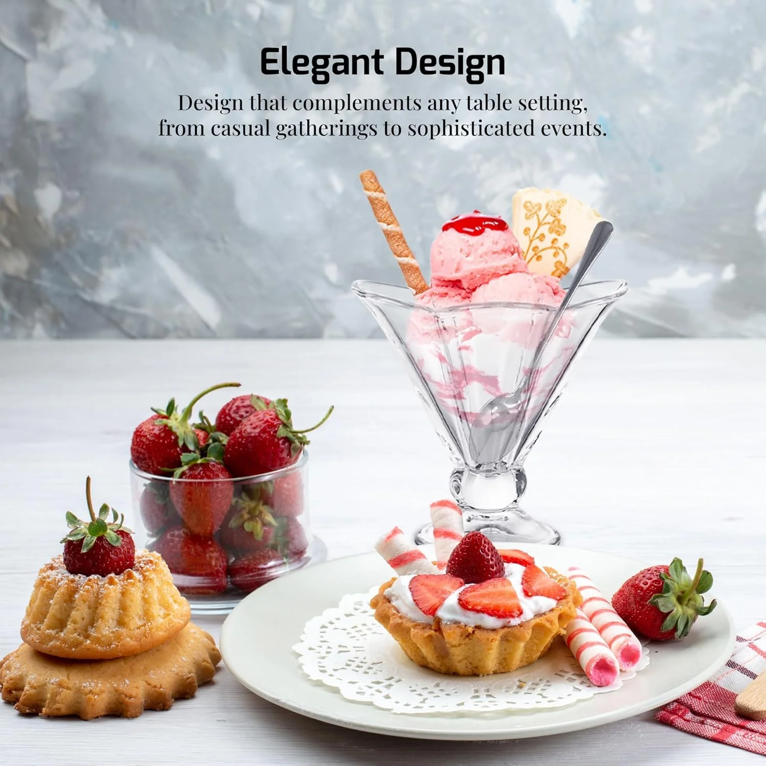 ظروف دسر شیشه ای با قاشق، فنجان های بستنی پایه دار 170 گرمی برای بستنی، میوه، سالاد، کوکتل، میان وعده یا ترایفل، کاسه سرو ایده آل برای مهمانی های تعطیلات، شفاف 4 عدد ظروف دسر شیشه ای با قاشق، فنجان های بستنی پایه دار 170 گرمی برای بستنی، میوه، سالاد، کوکتل، میان وعده یا ترایفل، کاسه سرو ایده آل برای مهمانی های تعطیلات، شفاف 4 عدد