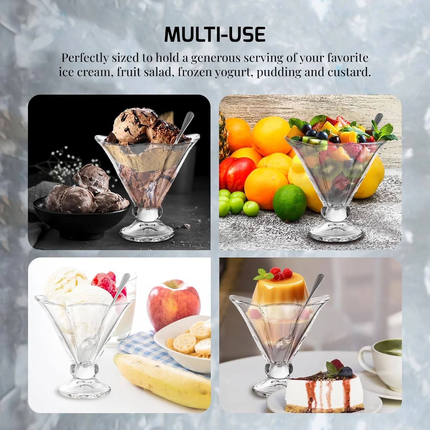 ظروف دسر شیشه ای با قاشق، فنجان های بستنی پایه دار 170 گرمی برای بستنی، میوه، سالاد، کوکتل، میان وعده یا ترایفل، کاسه سرو ایده آل برای مهمانی های تعطیلات، شفاف 4 عدد ظروف دسر شیشه ای با قاشق، فنجان های بستنی پایه دار 170 گرمی برای بستنی، میوه، سالاد، کوکتل، میان وعده یا ترایفل، کاسه سرو ایده آل برای مهمانی های تعطیلات، شفاف 4 عدد