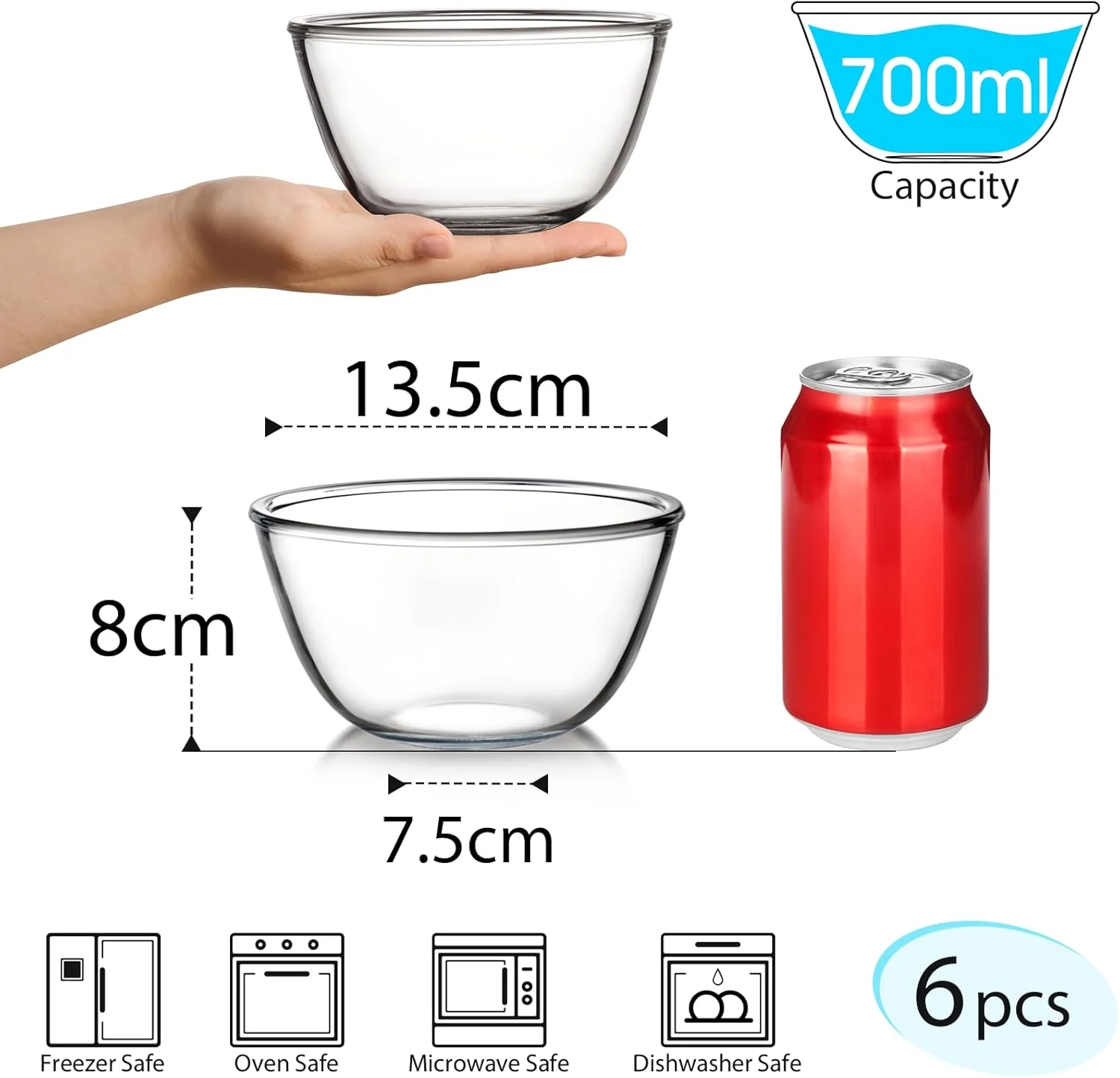 مجموعه 6 کاسه شیشه ای نوتری آپس 750 میلی لیتر، کاسه سالاد شیشه ای، کاسه دسر شیشه ای، کاسه پیش غذا شیشه ای (مجموعه 6 عددی 0.75 لیتری) مجموعه 6 کاسه شیشه ای نوتری آپس 750 میلی لیتر، کاسه سالاد شیشه ای، کاسه دسر شیشه ای، کاسه پیش غذا شیشه ای (مجموعه 6 عددی 0.75 لیتری)