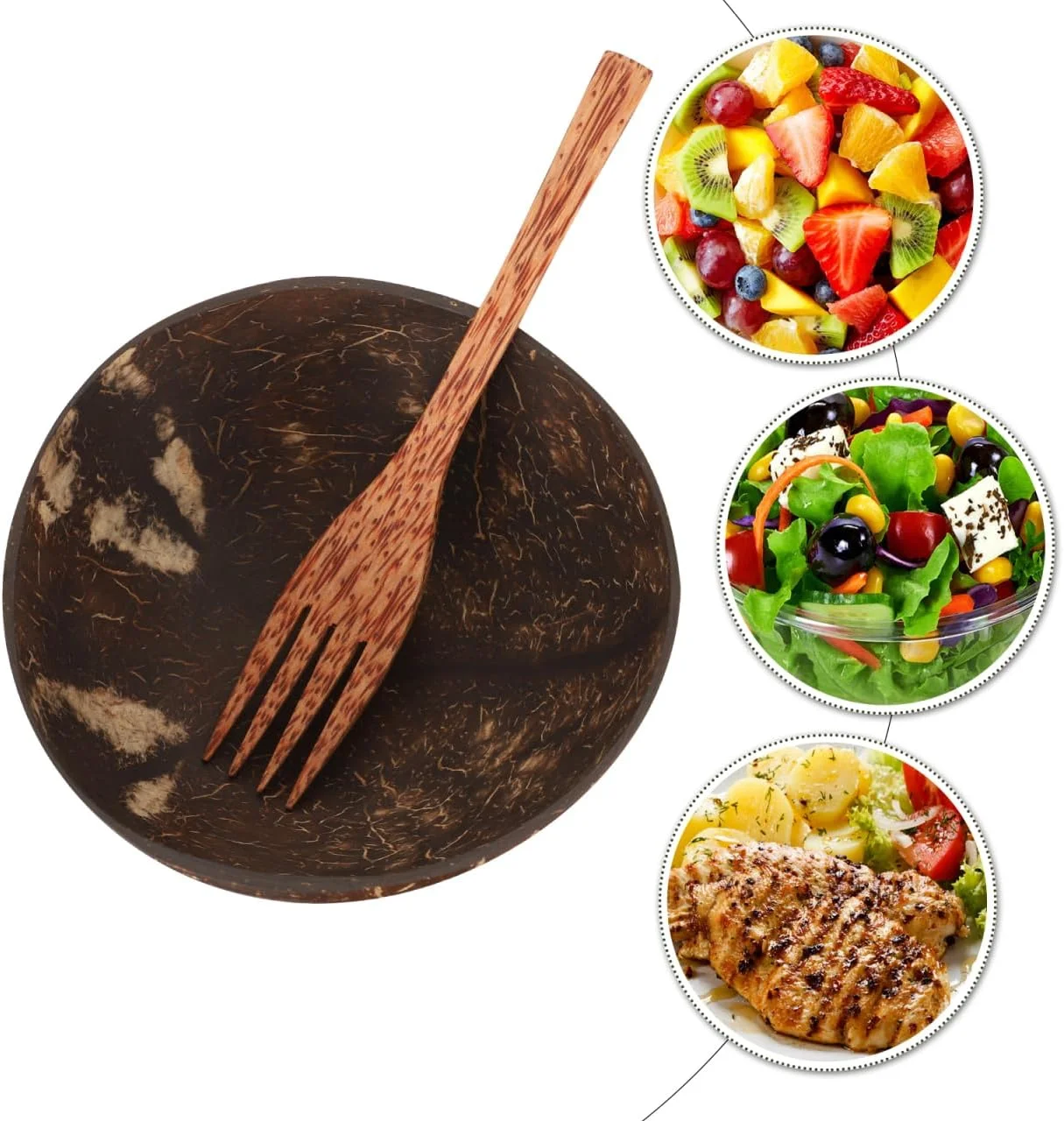 کاسه و قاشق نارگیلی Cabilock، یک ست ظروف دسر با تم هاوایی مناسب مهمانی ها، سرو میوه، بستنی و تنقلات، طبیعی و کاسه و قاشق نارگیلی Cabilock، یک ست ظروف دسر با تم هاوایی مناسب مهمانی ها، سرو میوه، بستنی و تنقلات، طبیعی و