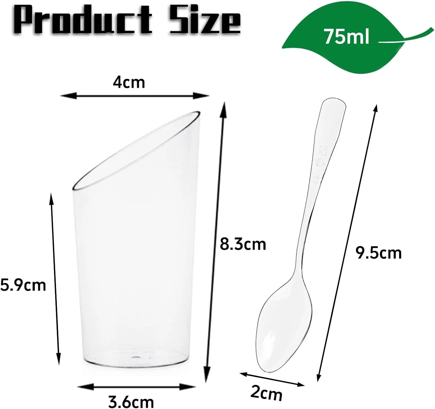 پک 50 عددی لیوان دسر مینی پلاستیکی پلازوتتا به همراه قاشق، کاسه های دسر پلاستیکی شفاف، قابل استفاده مجدد، لیوان های شات برای بستنی، موس، بوفه های مهمانی، پذیرایی