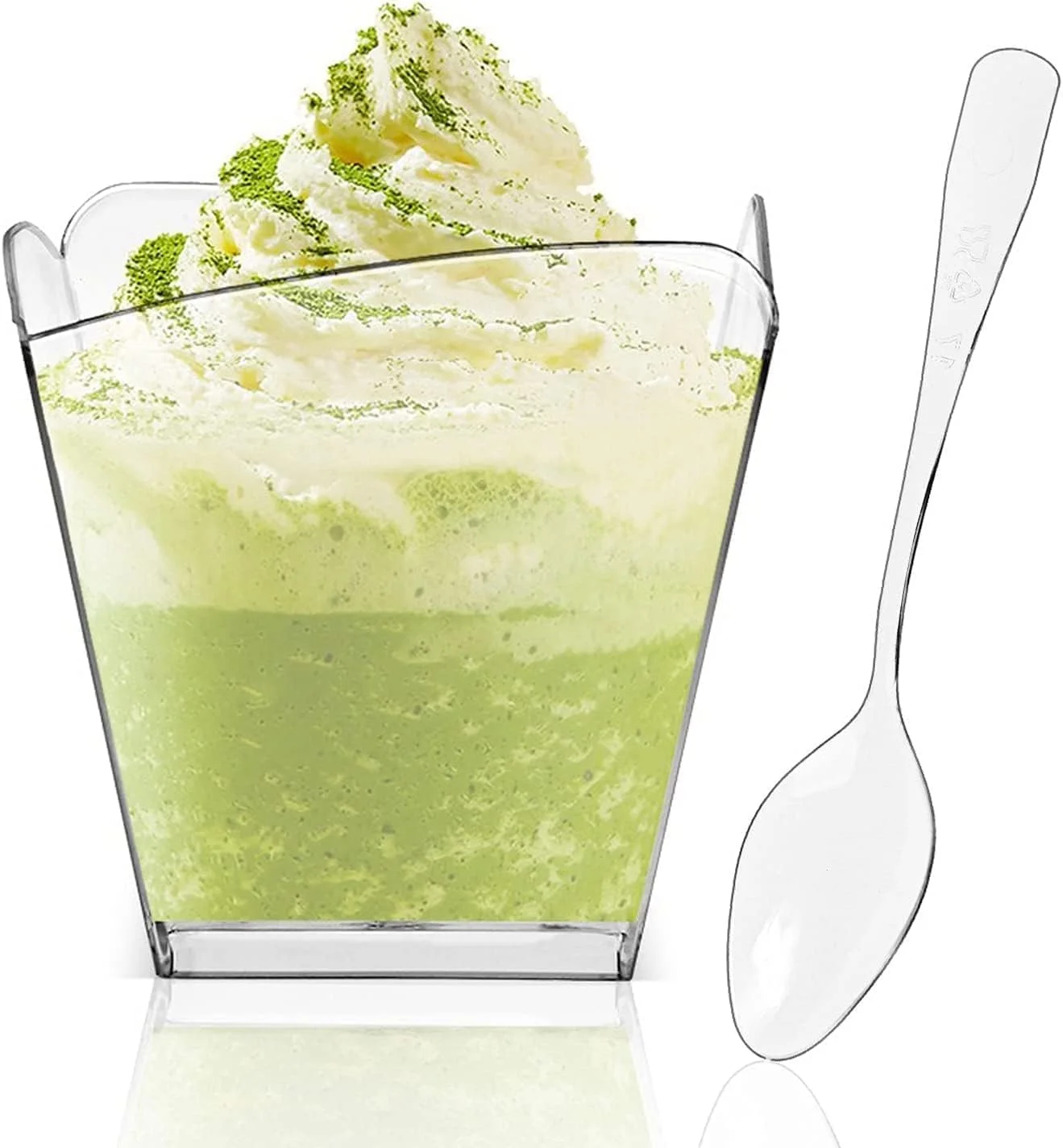 پک 50 عددی لیوان دسر پلاستیکی 100 میلی لیتری پلازوتتا به همراه قاشق، کاسه دسر پلاستیکی شفاف، قابل استفاده مجدد، مینی لیوان شات برای بستنی، موس، بوفه مهمانی، پذیرایی پک 50 عددی لیوان دسر پلاستیکی 100 میلی لیتری پلازوتتا به همراه قاشق، کاسه دسر پلاستیکی شفاف، قابل استفاده مجدد، مینی لیوان شات برای بستنی، موس، بوفه مهمانی، پذیرایی