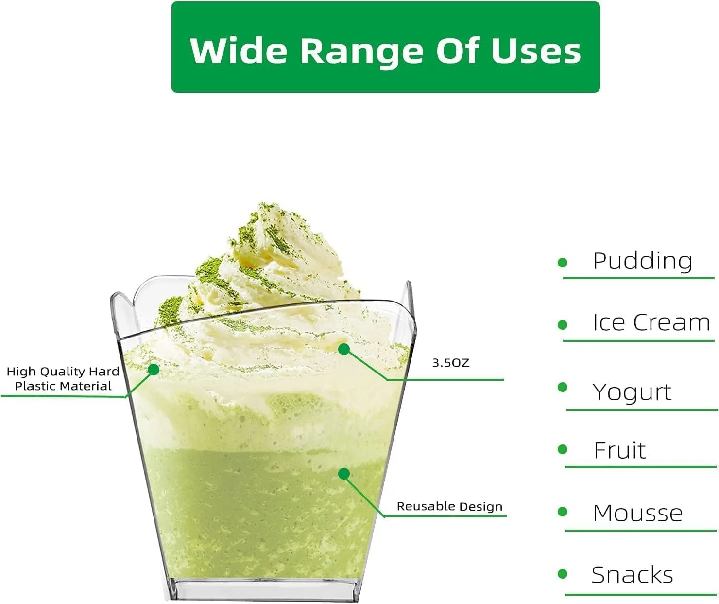 پک 50 عددی لیوان دسر پلاستیکی 100 میلی لیتری پلازوتتا به همراه قاشق، کاسه دسر پلاستیکی شفاف، قابل استفاده مجدد، مینی لیوان شات برای بستنی، موس، بوفه مهمانی، پذیرایی پک 50 عددی لیوان دسر پلاستیکی 100 میلی لیتری پلازوتتا به همراه قاشق، کاسه دسر پلاستیکی شفاف، قابل استفاده مجدد، مینی لیوان شات برای بستنی، موس، بوفه مهمانی، پذیرایی