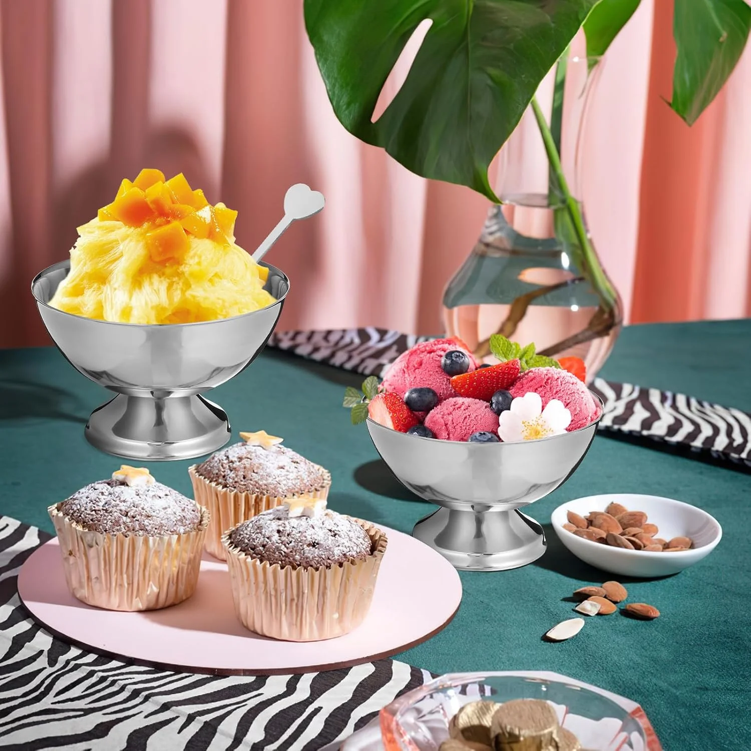 SAFIGLE یک عدد کاسه سالاد استیل، کاسه دسر، کاسه میوه، لوازم آشپزخانه