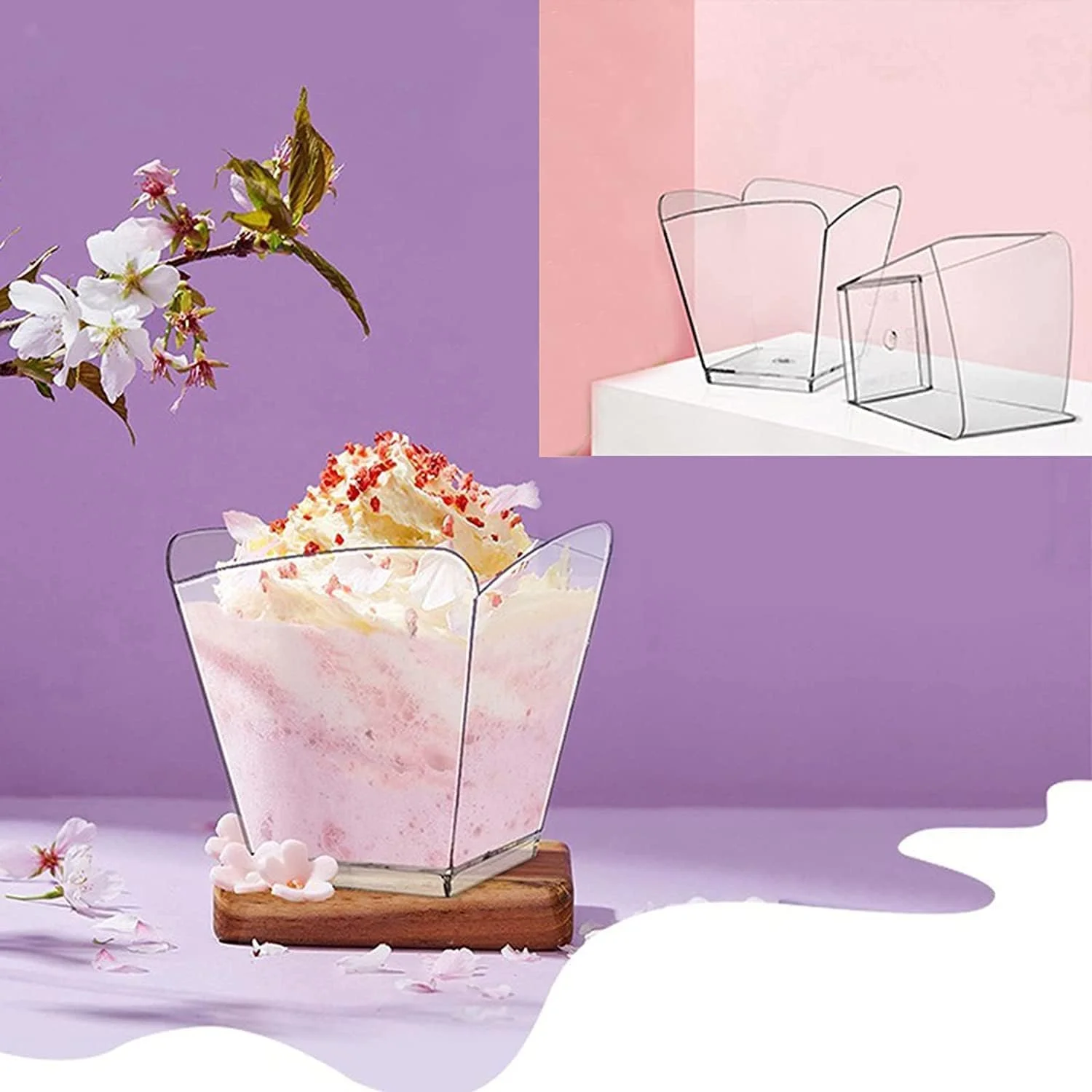 پک 50 عددی لیوان دسر پلاستیکی 100 میلی لیتری پلازوتتا به همراه قاشق، کاسه دسر پلاستیکی شفاف، قابل استفاده مجدد، مینی لیوان شات برای بستنی، موس، بوفه مهمانی، پذیرایی پک 50 عددی لیوان دسر پلاستیکی 100 میلی لیتری پلازوتتا به همراه قاشق، کاسه دسر پلاستیکی شفاف، قابل استفاده مجدد، مینی لیوان شات برای بستنی، موس، بوفه مهمانی، پذیرایی