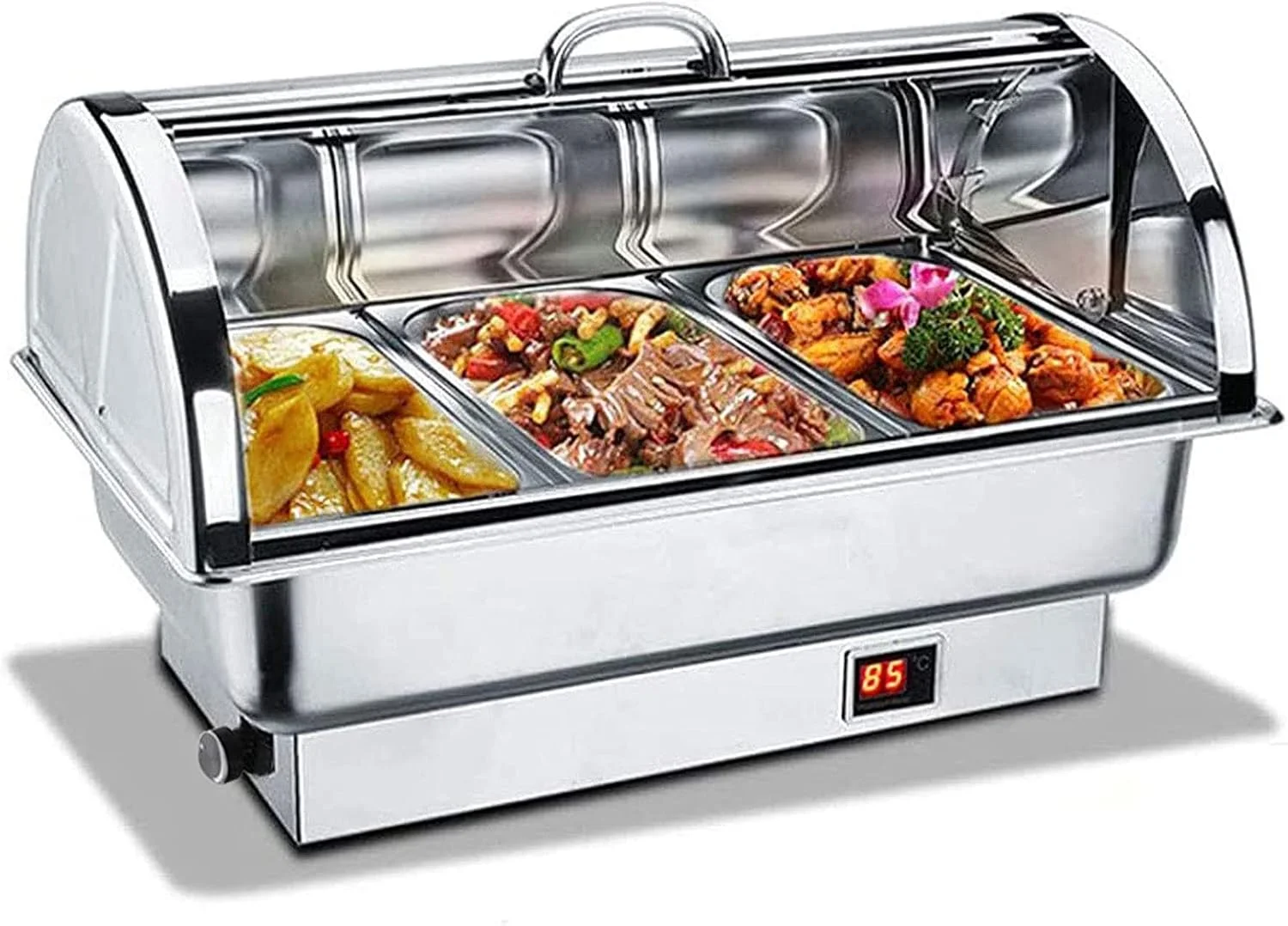 گرمکن غذا برقی بوفه ای 400 وات با درب شیشه ای مناسب مهمانی ها و بوفه با ظرفیت 9 لیتر - قابل تنظیم، C, C گرمکن غذا برقی بوفه ای 400 وات با درب شیشه ای مناسب مهمانی ها و بوفه با ظرفیت 9 لیتر - قابل تنظیم، C, C