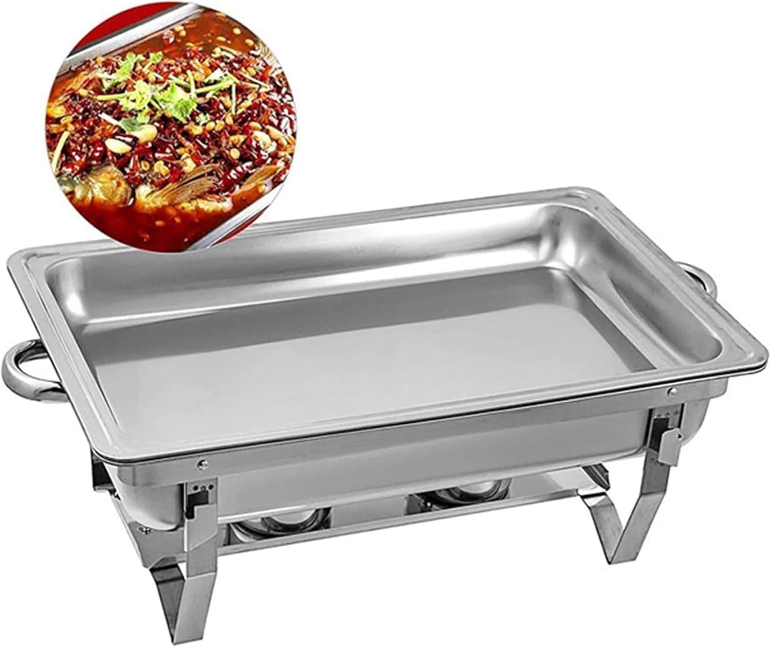 گرمکن بوفه غذا استیل ضد زنگ 9 لیتری با قاب و ظروف بخار، تجهیزات پذیرایی برای مهمانی ها و بوفه ها، نقره ای - دو محفظه، نقره ای - تک محفظه گرمکن بوفه غذا استیل ضد زنگ 9 لیتری با قاب و ظروف بخار، تجهیزات پذیرایی برای مهمانی ها و بوفه ها، نقره ای - دو محفظه، نقره ای - تک محفظه