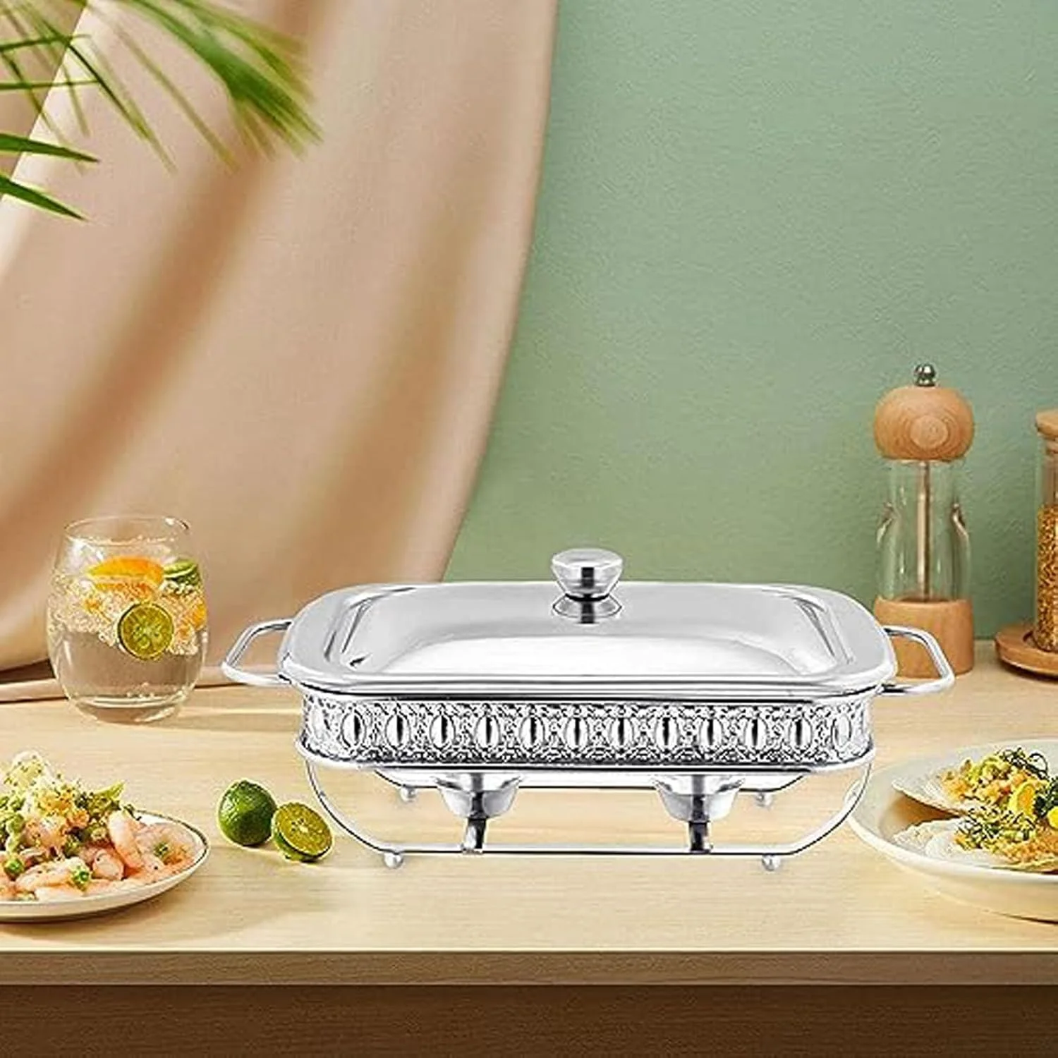 گرمکن غذا مستطیلی استیل 1.5 لیتری مناسب بوفه، پذیرایی، مهمانی ها، عروسی ها و تولدها، با قابلیت نگهداری آسان و صرفه جویی در فضا، نقره ای، نقره ای گرمکن غذا مستطیلی استیل 1.5 لیتری مناسب بوفه، پذیرایی، مهمانی ها، عروسی ها و تولدها، با قابلیت نگهداری آسان و صرفه جویی در فضا، نقره ای، نقره ای