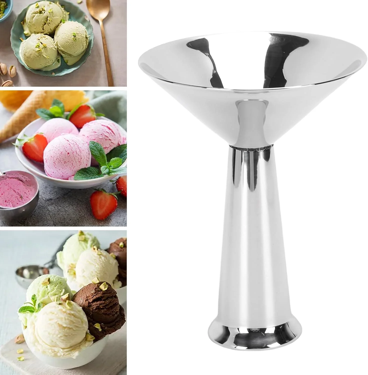 جام بستنی Depisuta، جام دسر استیل ضد زنگ پایه دار، جام های ماست، تنقلات و آبنبات برای سالاد، میوه، پودینگ، تزئینات جشن تولد و کریسمس (مخروطی) جام بستنی Depisuta، جام دسر استیل ضد زنگ پایه دار، جام های ماست، تنقلات و آبنبات برای سالاد، میوه، پودینگ، تزئینات جشن تولد و کریسمس (مخروطی)