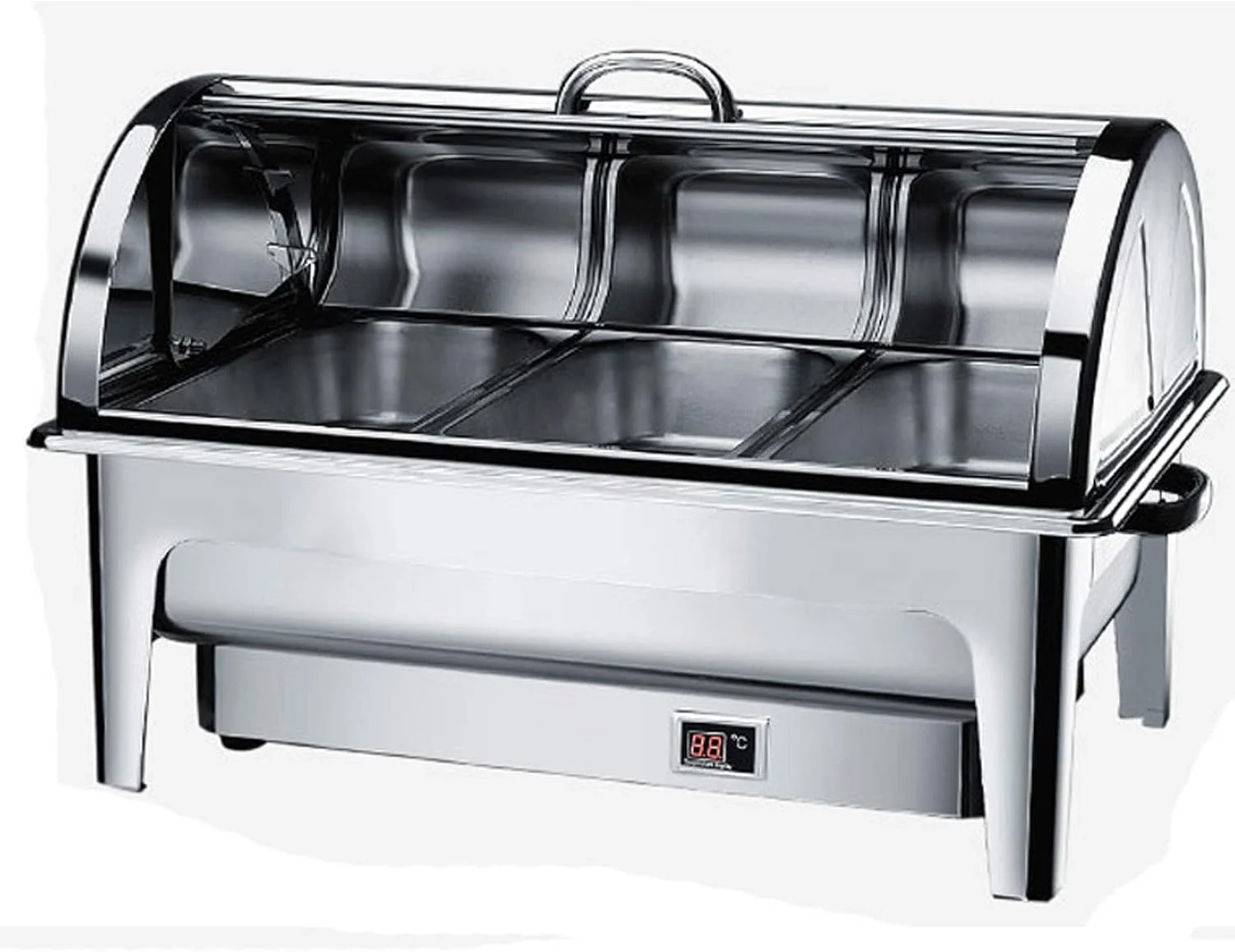 گرمکن غذا KKRKEM، گرم نگهدارنده غذا برای پذیرایی، گرمکن بوفه استیل ضد زنگ 9 لیتری به همراه درب، ایده آل برای هر مهمانی، مسابقه فوتبال و دورهمی اداری (C)