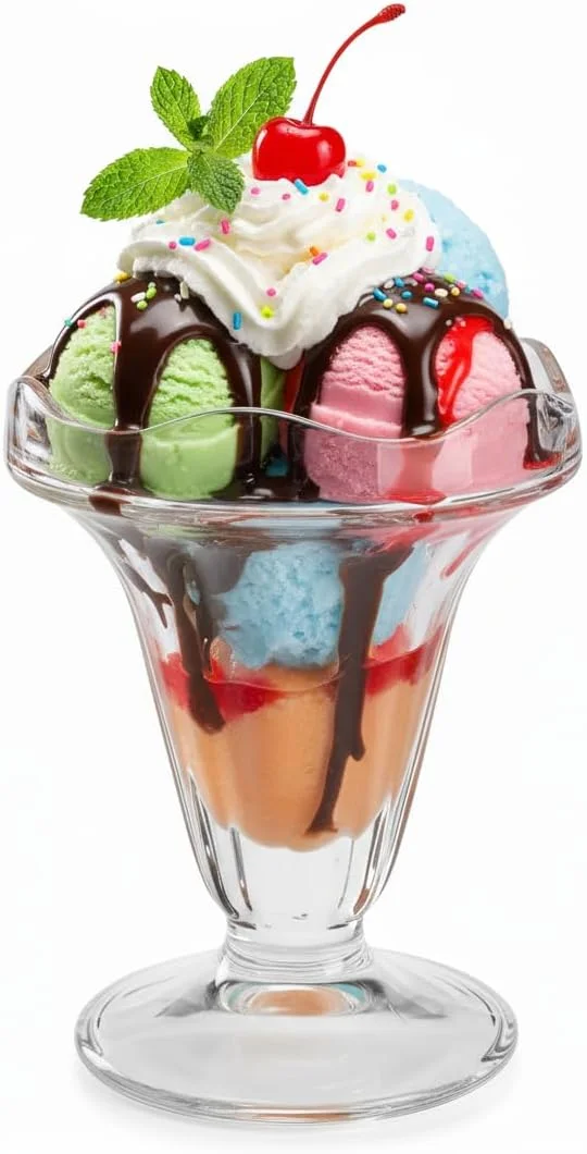 کاسه دسر شیشه ای، فنجان بستنی، کاسه دسر 150 میلی لیتری، برای بستنی، میوه، پودینگ، تنقلات کوچک (6 عدد، بزرگ)