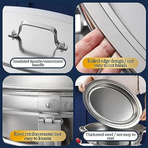 ست ظرف گرم نگهدارنده بیضی شکل، استیل ضد زنگ، مناسب برای مهمانی ها، بوفه و سرو غذا به همراه ظرف آب و جایگاه سوخت