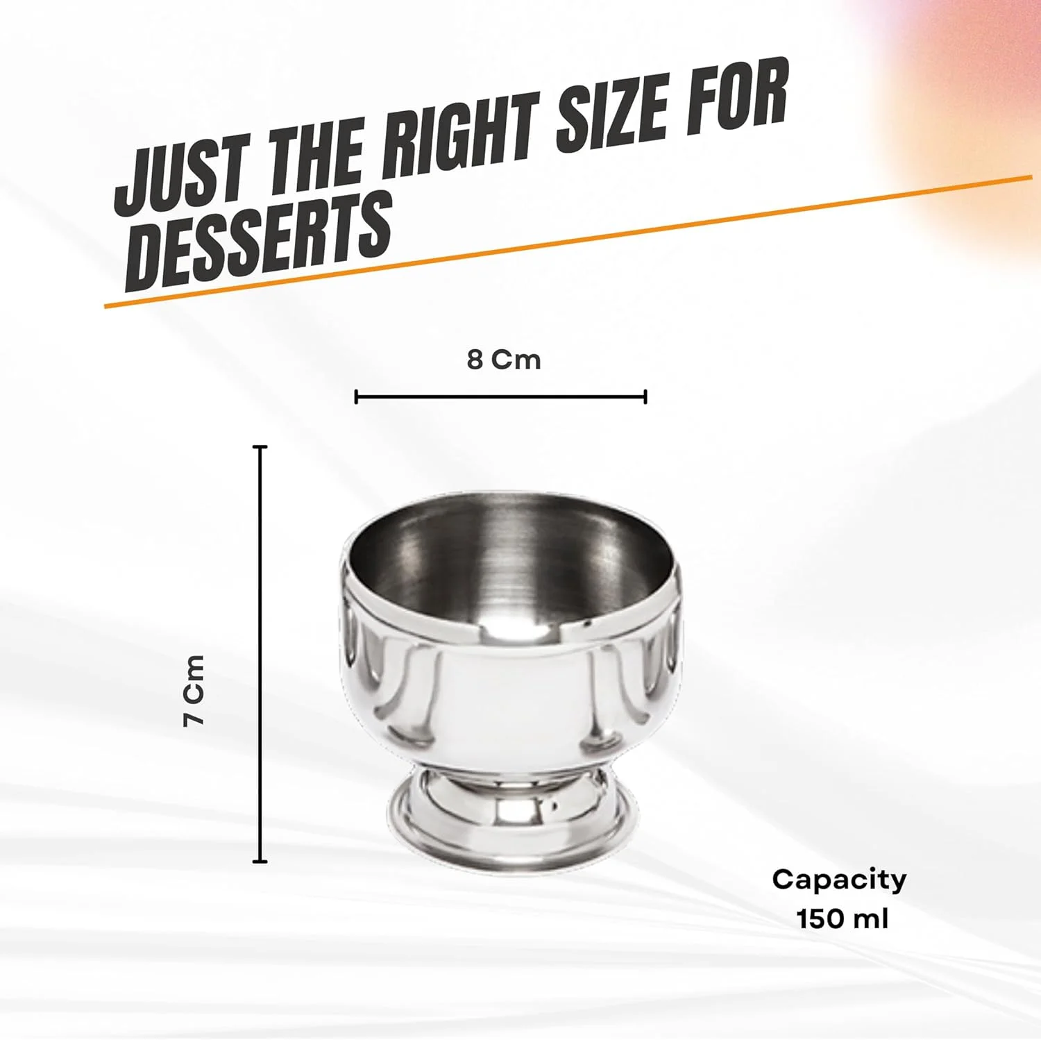 کاسه دسر استیل Estoile همراه با قاشق - طراحی شیک، مناسب برای بستنی، دسر و غیره (بسته 6 عددی)