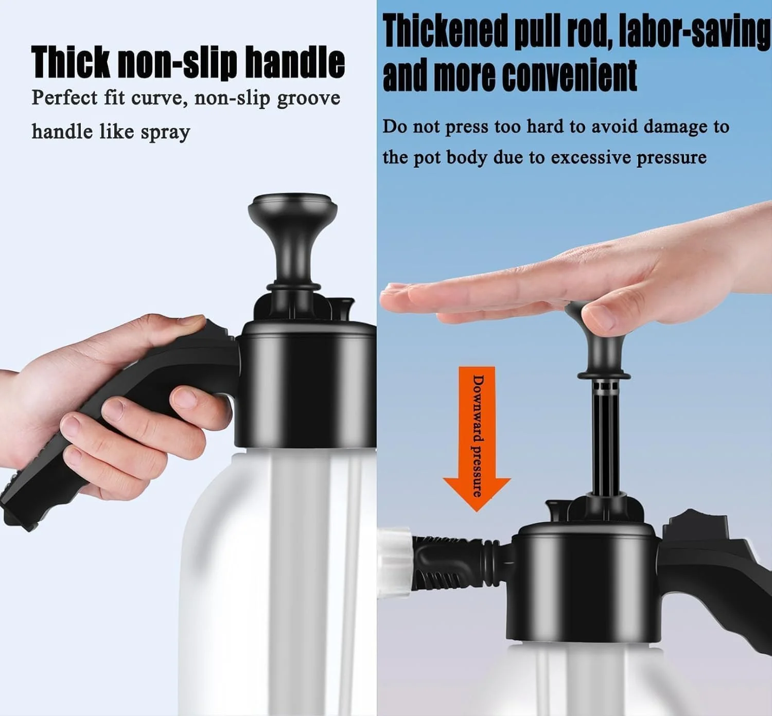 اسپری فوم برفکی VIORA با ظرفیت 2 لیتر – پمپ دستی فشار قوی، تفنگ فوم ضخیم برای شستشوی خودرو، بطری اسپری صابون تحت فشار حرفه ای برای تمیز کردن خودرو