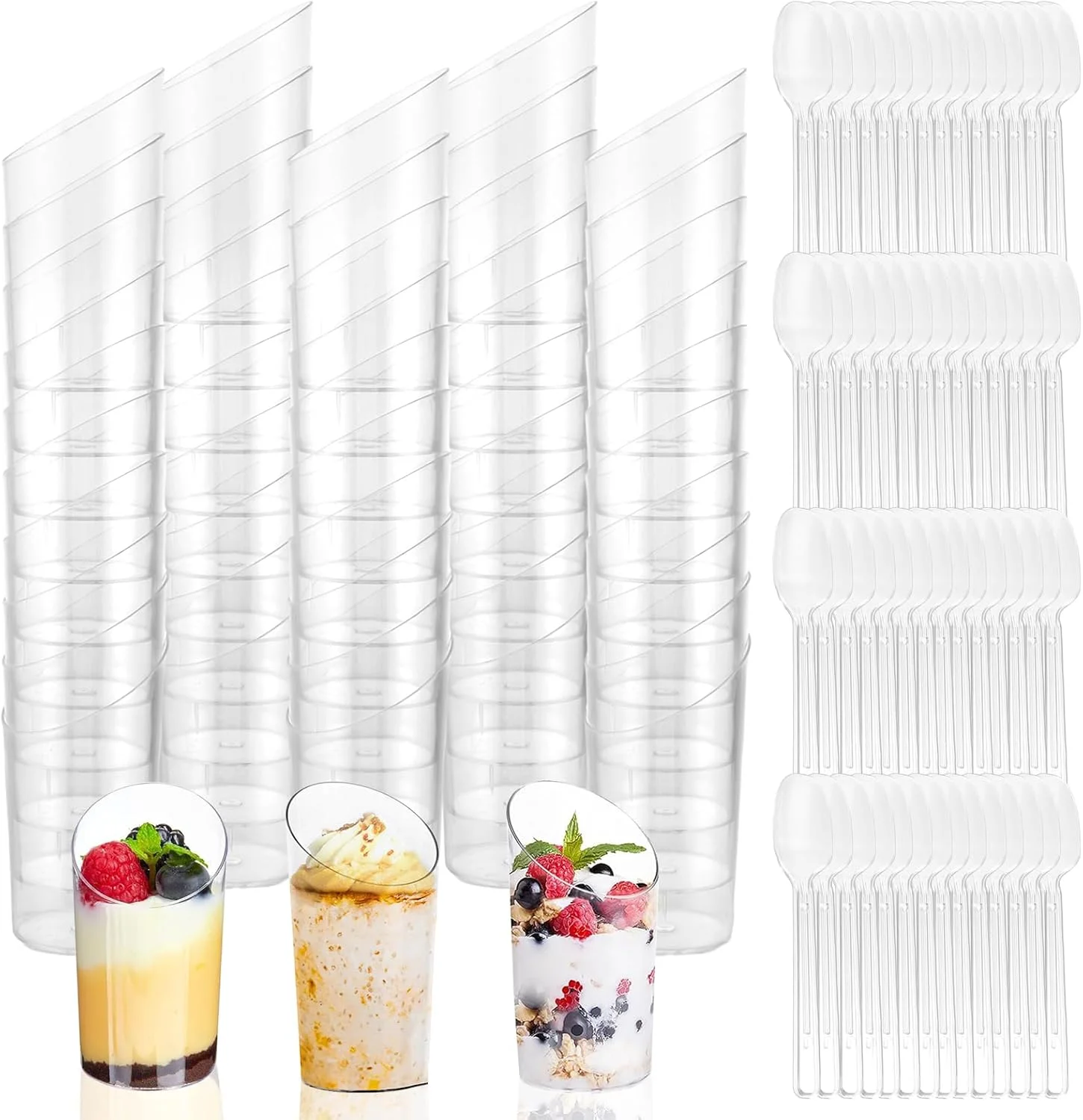 بسته 100 عددی مینی کاسه دسر پلاستیکی FWEEK، فنجان دسر پلاستیکی 65 میلی لیتری، فنجان دسر برای موس، پودینگ، دسر، عروسی، جشن تولد بسته 100 عددی مینی کاسه دسر پلاستیکی FWEEK، فنجان دسر پلاستیکی 65 میلی لیتری، فنجان دسر برای موس، پودینگ، دسر، عروسی، جشن تولد