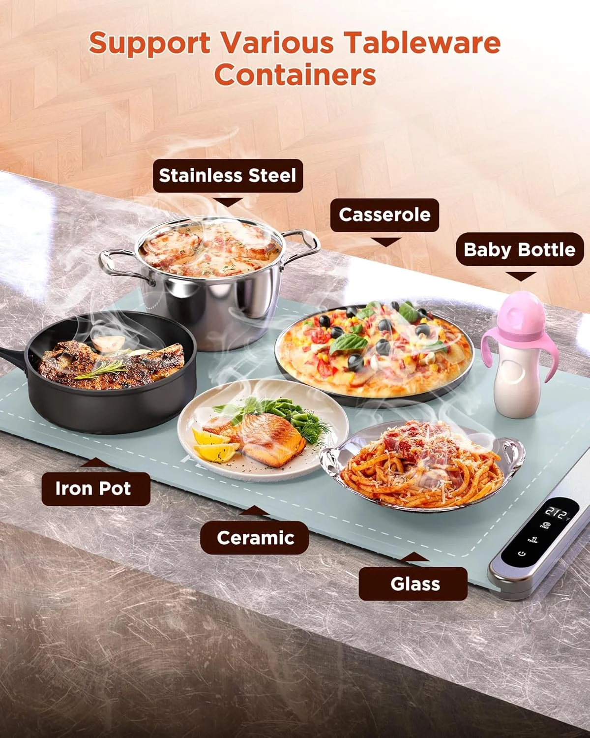 حصیر گرم کننده غذا FEPPO، فیلم گرمایش گرافن پیشرفته، سینی گرم کننده برقی سریع با سطح کامل با 6 سطح دمای قابل تنظیم و تایمر 6 ساعته، گرم کننده های غذای رولی برای مهمانی ها و بوفه حصیر گرم کننده غذا FEPPO، فیلم گرمایش گرافن پیشرفته، سینی گرم کننده برقی سریع با سطح کامل با 6 سطح دمای قابل تنظیم و تایمر 6 ساعته، گرم کننده های غذای رولی برای مهمانی ها و بوفه