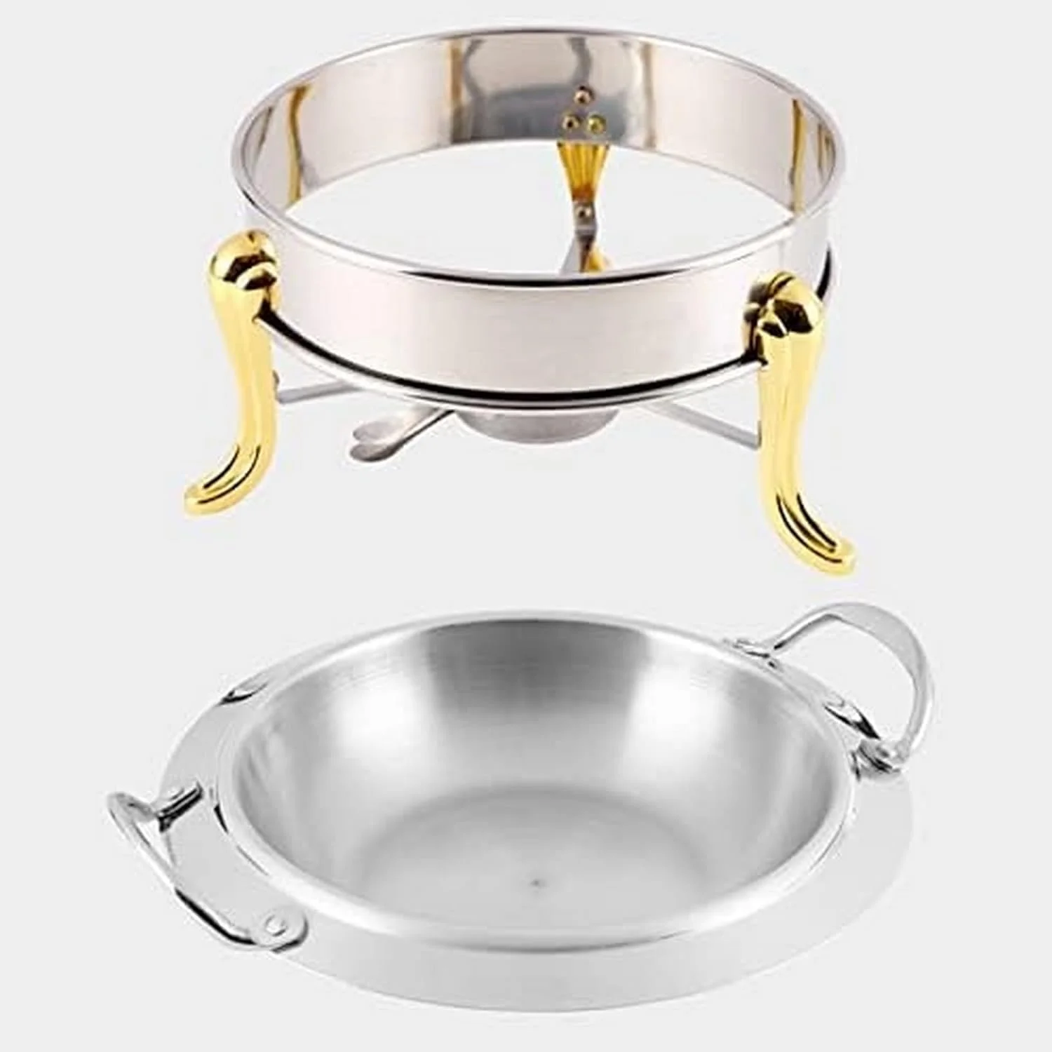 ست گرم نگهدارنده بوفه سایز بزرگ - گرم کننده غذای استیل ضد زنگ با سینی گرم و کارد و چنگال نقره ای (نقره ای 20 سانتی متر) ست گرم نگهدارنده بوفه سایز بزرگ - گرم کننده غذای استیل ضد زنگ با سینی گرم و کارد و چنگال نقره ای (نقره ای 20 سانتی متر)