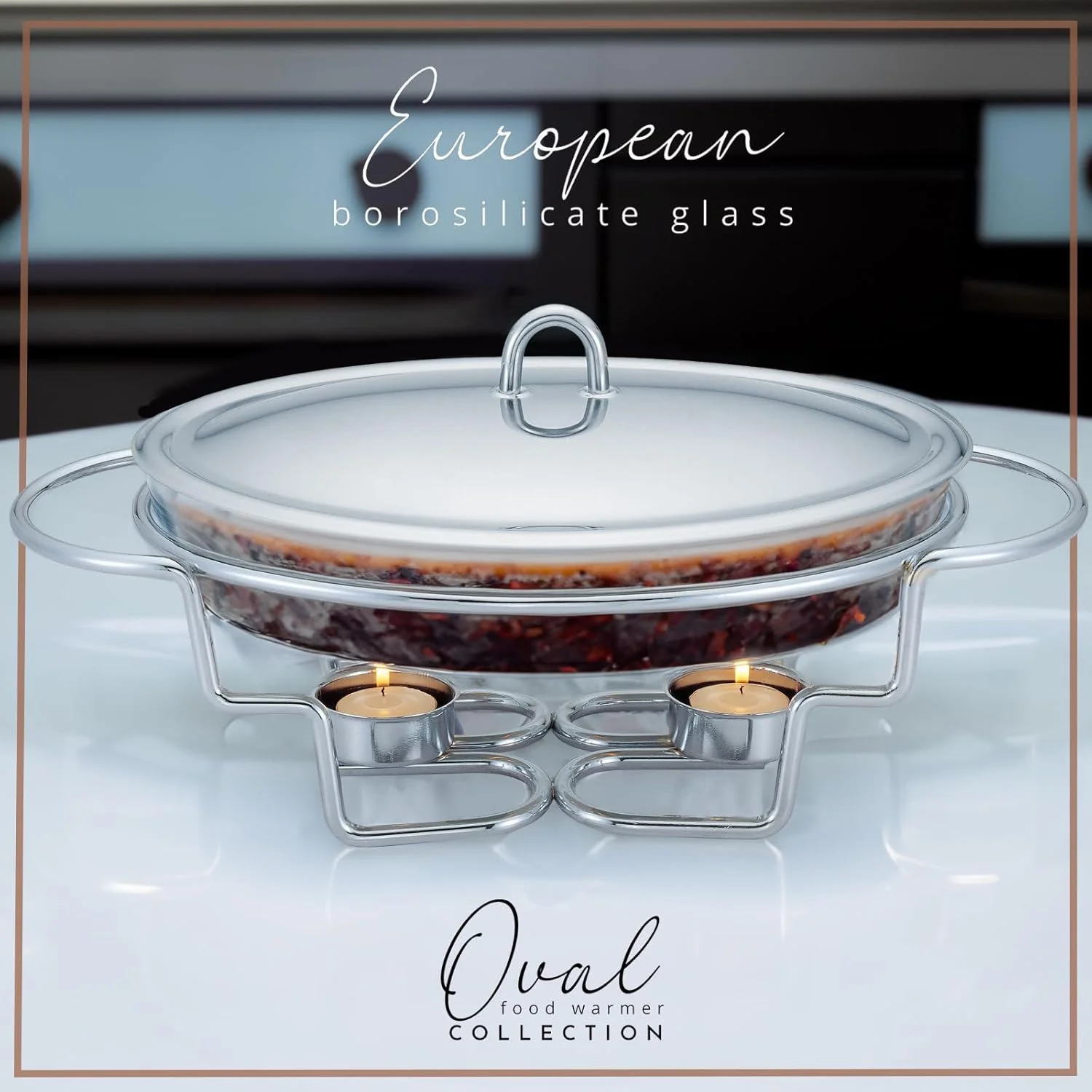 گرم نگهدارنده غذا گالاشیلد 3 کوارت | گرم کننده غذا برای مهمانی ها، ظرف سرو شیشه ای مقاوم در برابر حرارت فر با پایه و درب استیل گرم نگهدارنده غذا گالاشیلد 3 کوارت | گرم کننده غذا برای مهمانی ها، ظرف سرو شیشه ای مقاوم در برابر حرارت فر با پایه و درب استیل