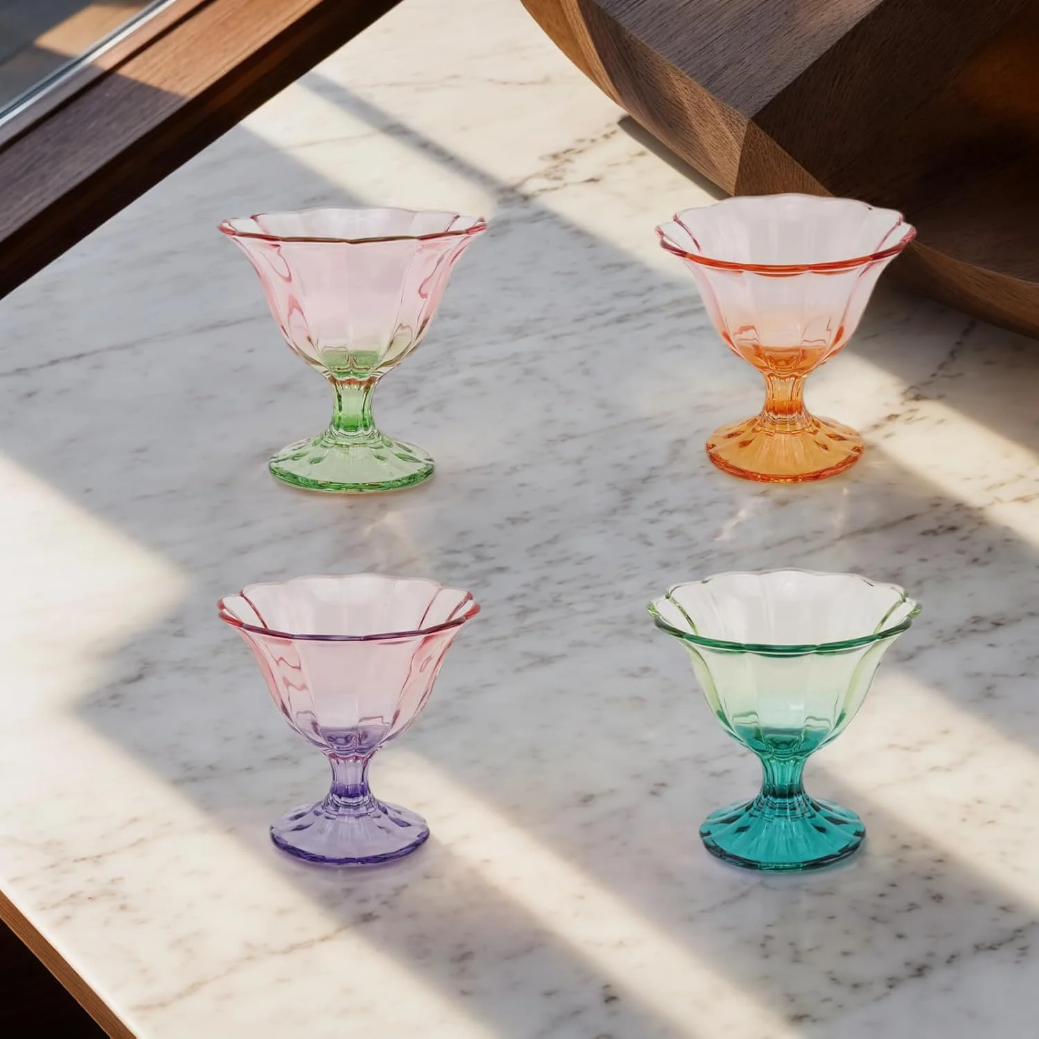 ظروف دسر بستنی FESTLOVE، ست 4 تایی کاسه شیشه ای پایه دار 300 میلی لیتری، فنجان نوشیدنی شفاف نارنجی برای بستنی، دسر، آب نبات، میوه، بستنی، پودینگ میان وعده ظروف دسر بستنی FESTLOVE، ست 4 تایی کاسه شیشه ای پایه دار 300 میلی لیتری، فنجان نوشیدنی شفاف نارنجی برای بستنی، دسر، آب نبات، میوه، بستنی، پودینگ میان وعده