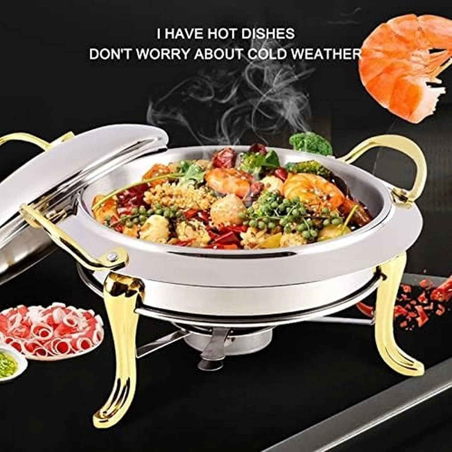ست گرم نگهدارنده بوفه سایز بزرگ - گرم کننده غذای استیل ضد زنگ با سینی گرم و کارد و چنگال نقره ای (نقره ای 20 سانتی متر) ست گرم نگهدارنده بوفه سایز بزرگ - گرم کننده غذای استیل ضد زنگ با سینی گرم و کارد و چنگال نقره ای (نقره ای 20 سانتی متر)