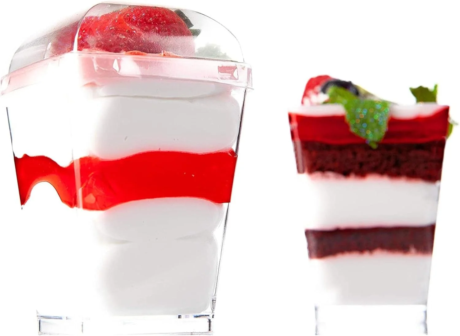 بسته 50 عددی فنجان دسر پلاستیکی شفاف مربعی FUFU با قاشق های پلاستیکی و درب های پلاستیکی - ایده آل برای دسرها، پیش غذاها، پودینگ ها، موس و موارد دیگر بسته 50 عددی فنجان دسر پلاستیکی شفاف مربعی FUFU با قاشق های پلاستیکی و درب های پلاستیکی - ایده آل برای دسرها، پیش غذاها، پودینگ ها، موس و موارد دیگر