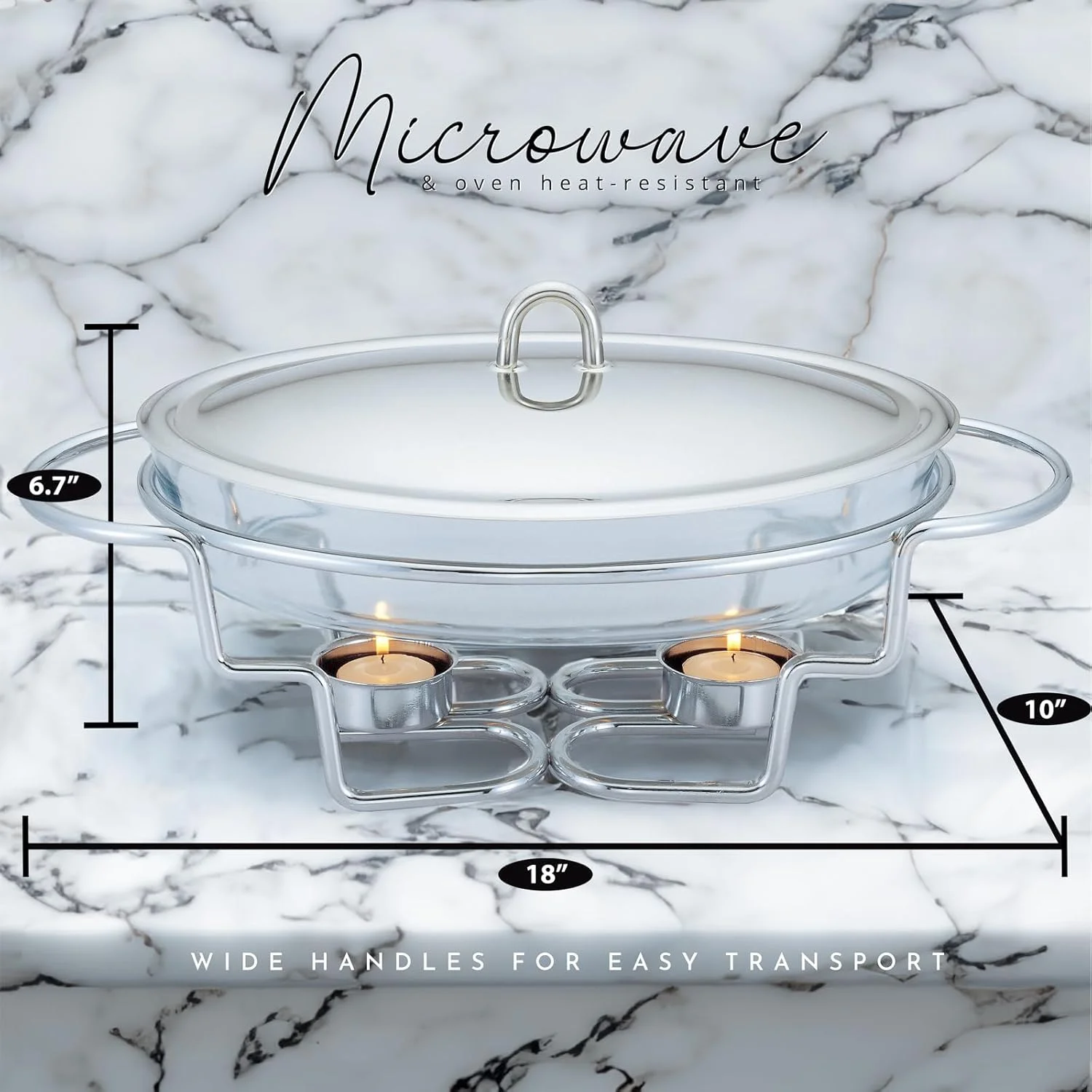 گرم نگهدارنده غذا گالاشیلد 3 کوارت | گرم کننده غذا برای مهمانی ها، ظرف سرو شیشه ای مقاوم در برابر حرارت فر با پایه و درب استیل گرم نگهدارنده غذا گالاشیلد 3 کوارت | گرم کننده غذا برای مهمانی ها، ظرف سرو شیشه ای مقاوم در برابر حرارت فر با پایه و درب استیل