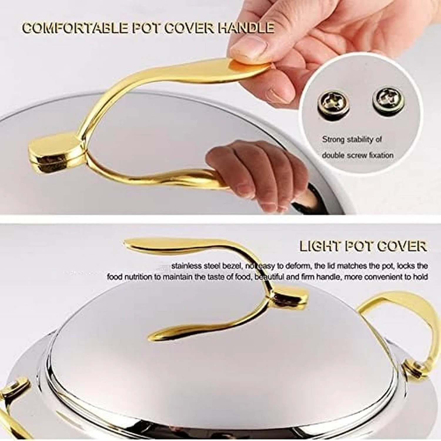 ست گرم نگهدارنده بوفه سایز بزرگ - گرم کننده غذای استیل ضد زنگ با سینی گرم و کارد و چنگال نقره ای (نقره ای 20 سانتی متر) ست گرم نگهدارنده بوفه سایز بزرگ - گرم کننده غذای استیل ضد زنگ با سینی گرم و کارد و چنگال نقره ای (نقره ای 20 سانتی متر)