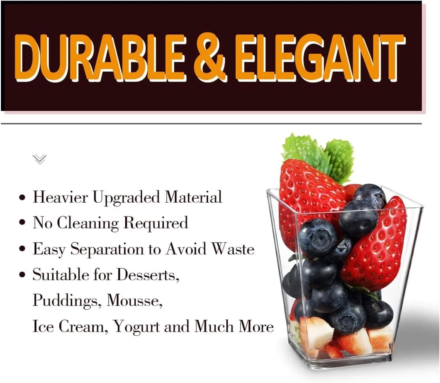 بسته 50 عددی فنجان دسر پلاستیکی شفاف مربعی FUFU با قاشق های پلاستیکی و درب های پلاستیکی - ایده آل برای دسرها، پیش غذاها، پودینگ ها، موس و موارد دیگر بسته 50 عددی فنجان دسر پلاستیکی شفاف مربعی FUFU با قاشق های پلاستیکی و درب های پلاستیکی - ایده آل برای دسرها، پیش غذاها، پودینگ ها، موس و موارد دیگر