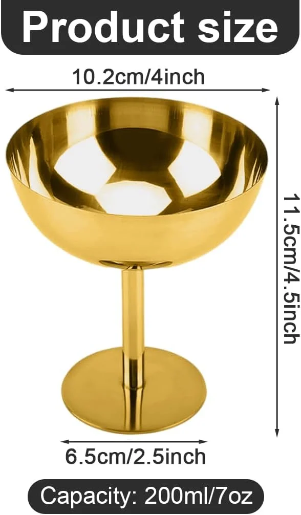 HASTHIP® کاسه های دسر بستنی استیل ضد زنگ به همراه قاشق، بسته 4 عددی، مینی فنجان های پایه دار نقره ای برای سالاد، میوه، پارفه، پودینگ، ظروف سرو پیش غذا و میان وعده قابل استفاده مجدد