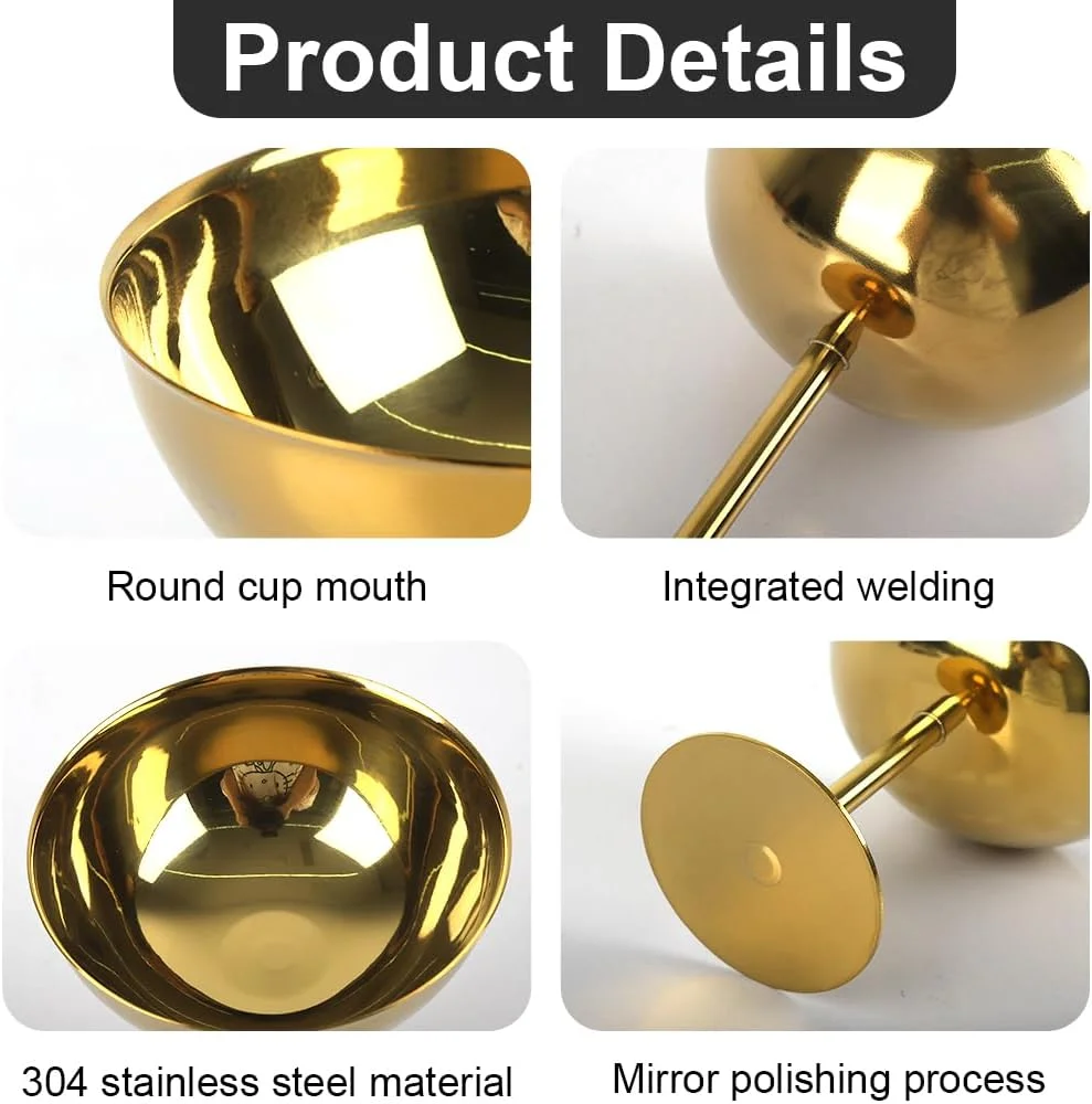 HASTHIP® کاسه های دسر بستنی استیل ضد زنگ به همراه قاشق، بسته 4 عددی، مینی فنجان های پایه دار نقره ای برای سالاد، میوه، پارفه، پودینگ، ظروف سرو پیش غذا و میان وعده قابل استفاده مجدد