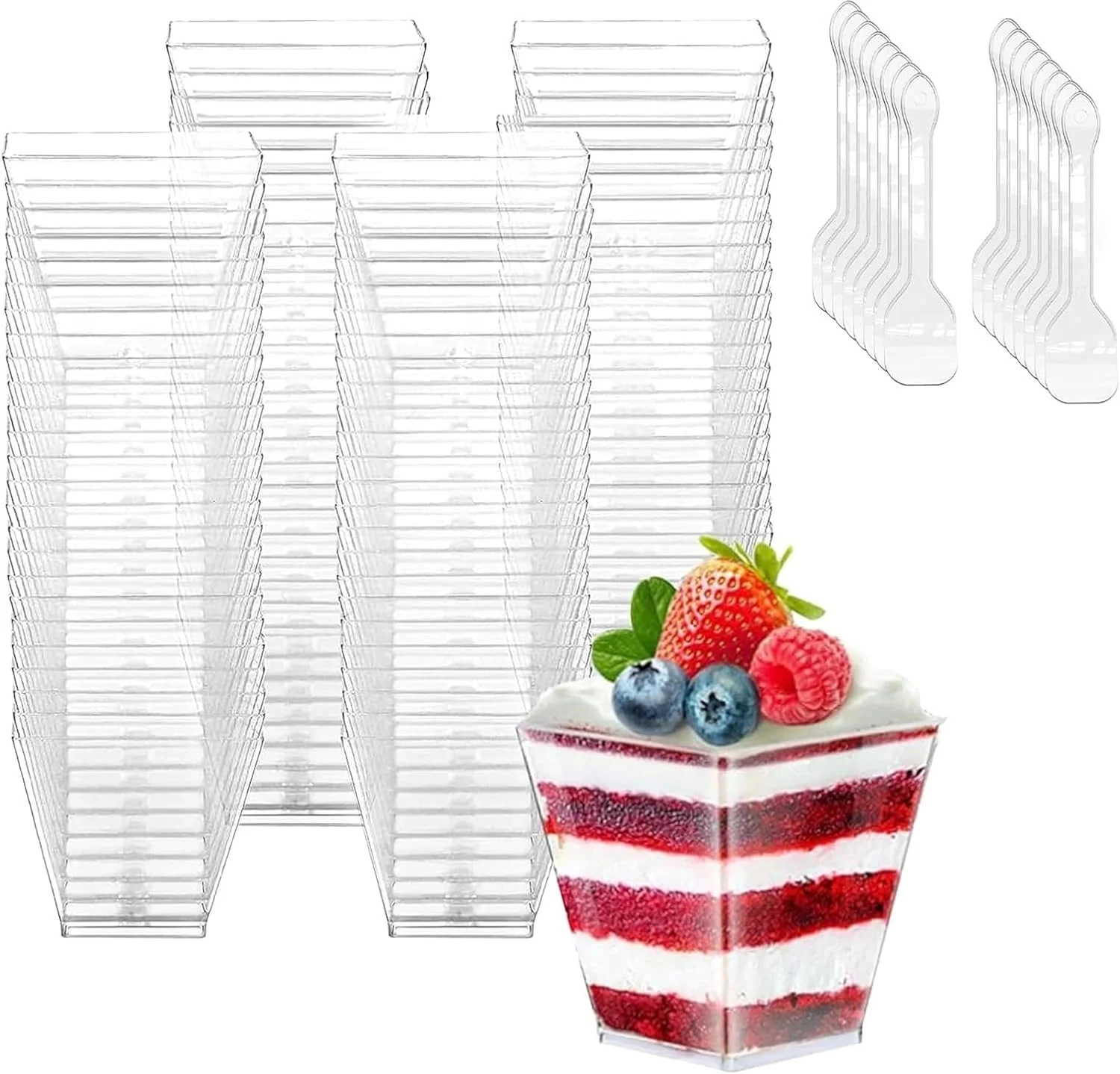 ظروف دسر HIYAA، بسته 50 عددی، کاسه های دسر کوچک 120 میلی لیتری پلاستیکی سخت شفاف قابل استفاده مجدد، ظروف چیزکیک به همراه 50 عدد قاشق پلاستیکی برای پودینگ، موس، پارفه، ترایفل، تیرامیسو، مهمانی، تولد ظروف دسر HIYAA، بسته 50 عددی، کاسه های دسر کوچک 120 میلی لیتری پلاستیکی سخت شفاف قابل استفاده مجدد، ظروف چیزکیک به همراه 50 عدد قاشق پلاستیکی برای پودینگ، موس، پارفه، ترایفل، تیرامیسو، مهمانی، تولد