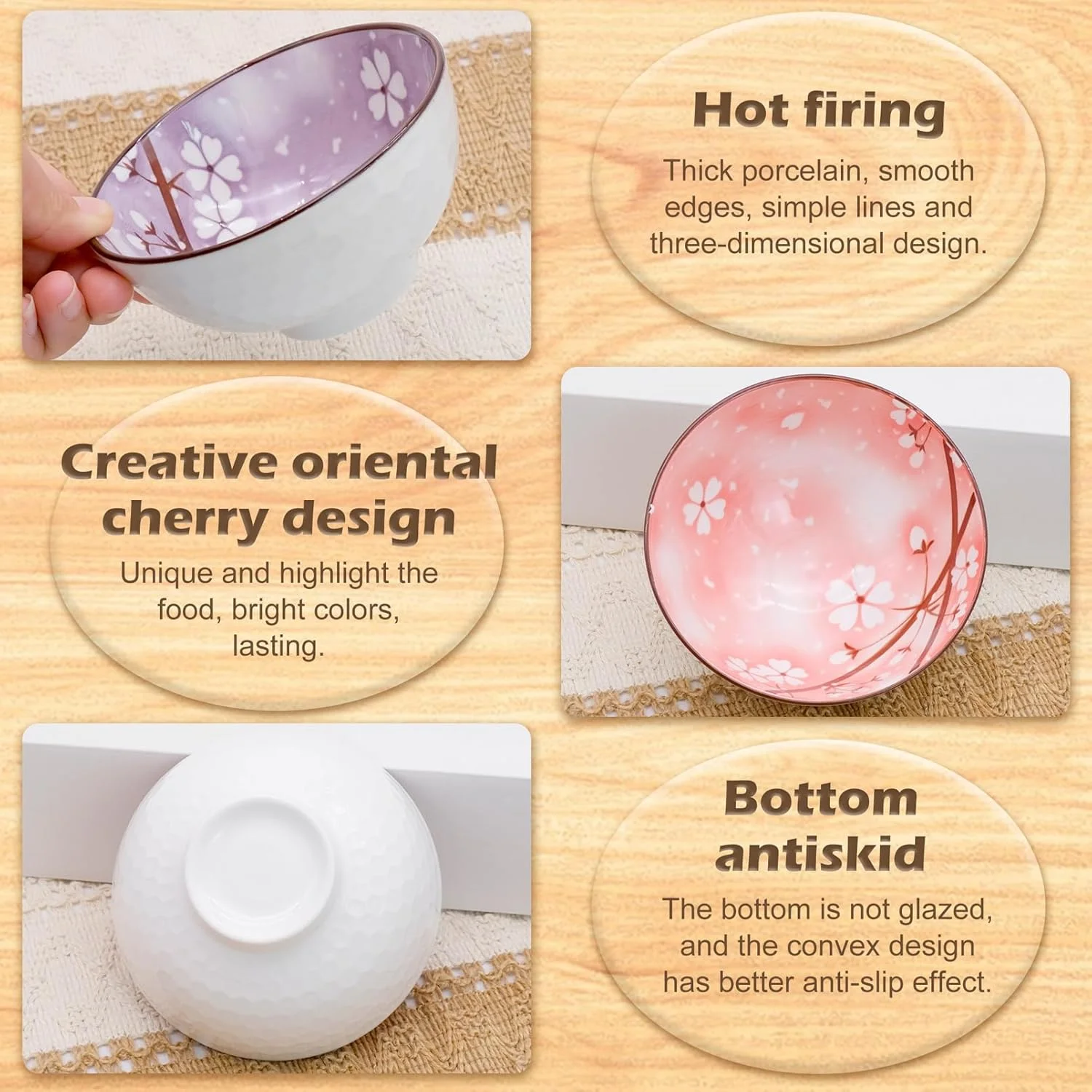 جی ال ان جی تی اچ او ان جی، ست 6 تایی کاسه سرامیکی، کاسه دسر، کاسه های سرامیکی برای کودکان و بزرگسالان، کاسه های کوچک سرامیکی 300 میلی لیتری برای سوپ، سالاد، دسر، میان وعده