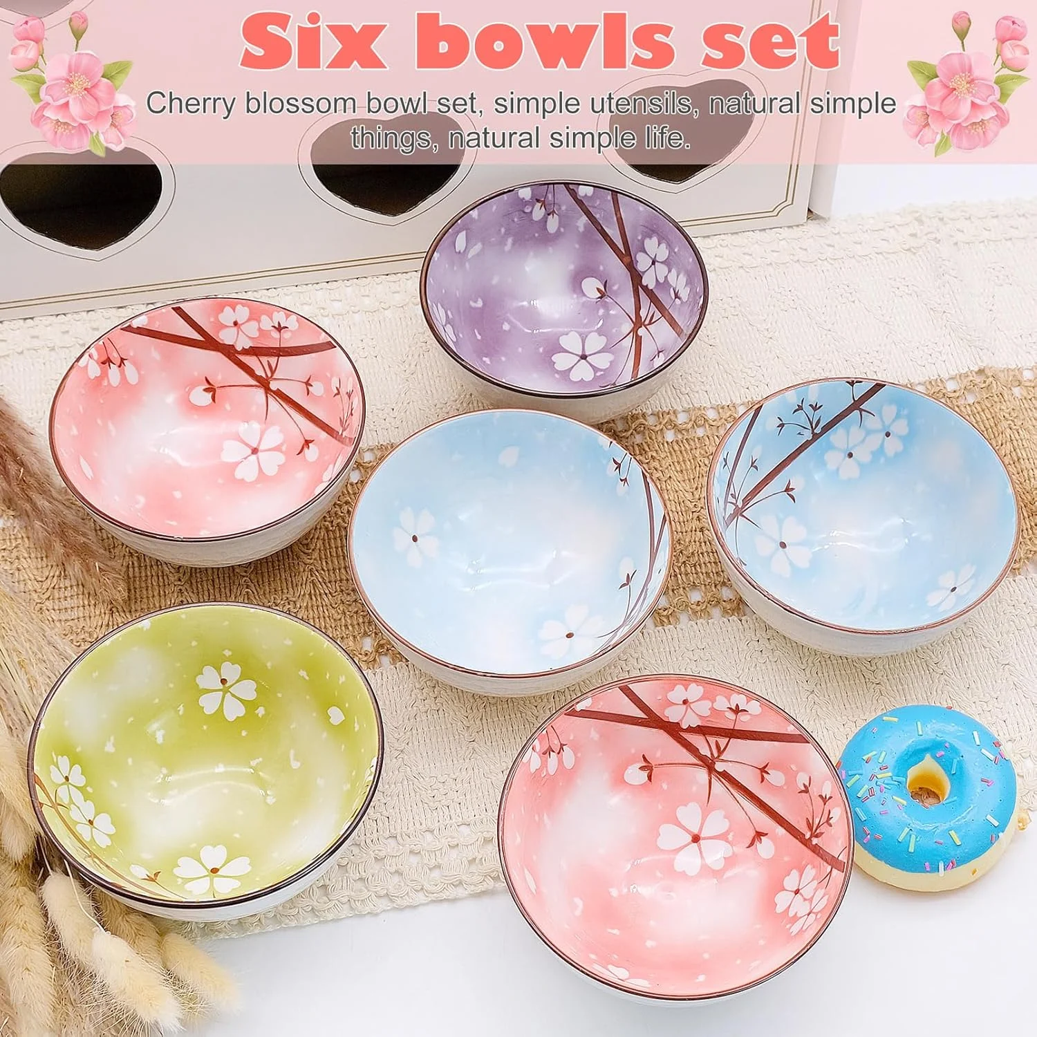 جی ال ان جی تی اچ او ان جی، ست 6 تایی کاسه سرامیکی، کاسه دسر، کاسه های سرامیکی برای کودکان و بزرگسالان، کاسه های کوچک سرامیکی 300 میلی لیتری برای سوپ، سالاد، دسر، میان وعده