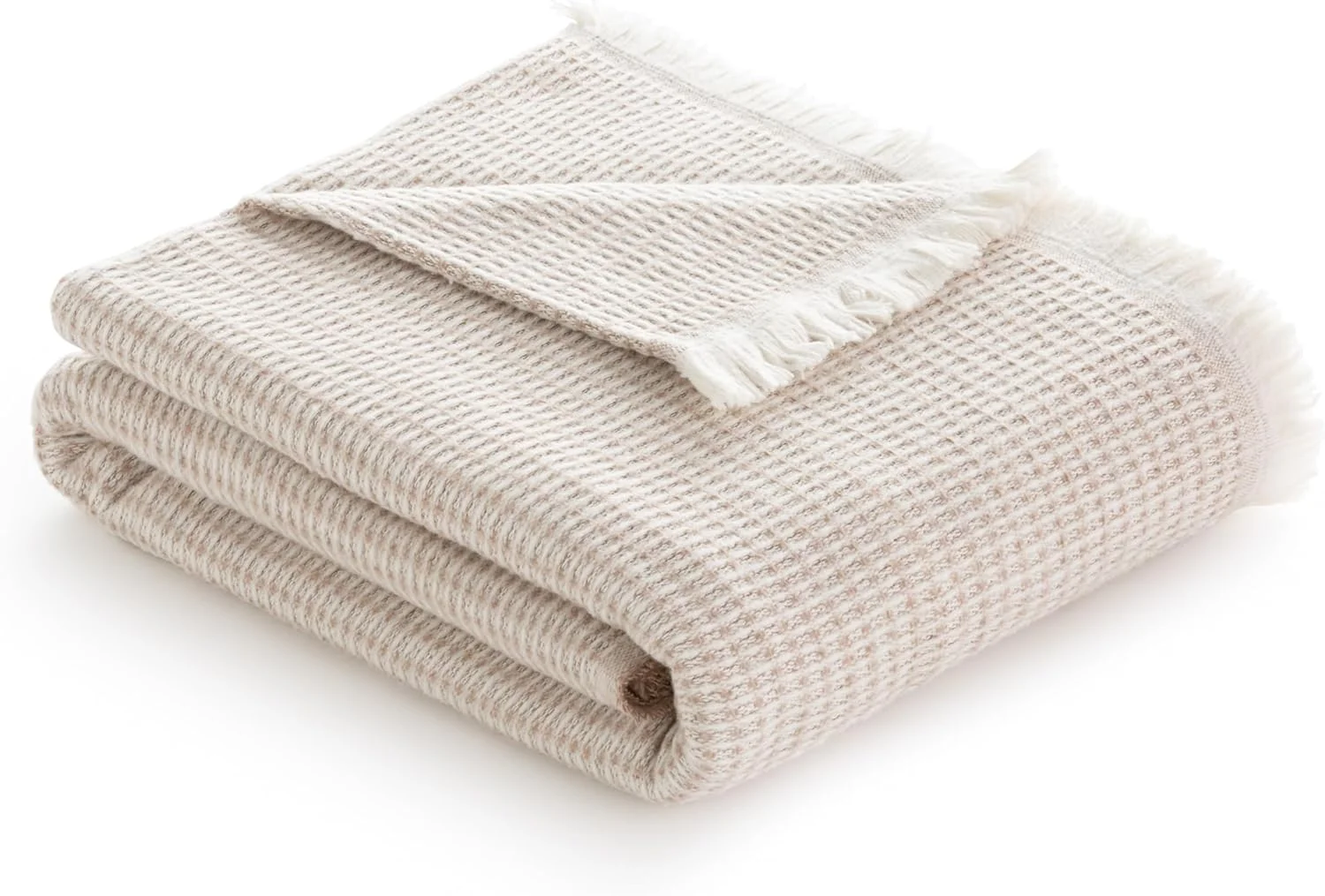 تودوکاما - پتوی نخی فوق العاده نرم با طرح وافل، رو تختی چند منظوره برای مبل، تخت، روکش تزئینی و شال گردن (بژ شنی، 120 x 180 سانتی متر)، بژ شنی