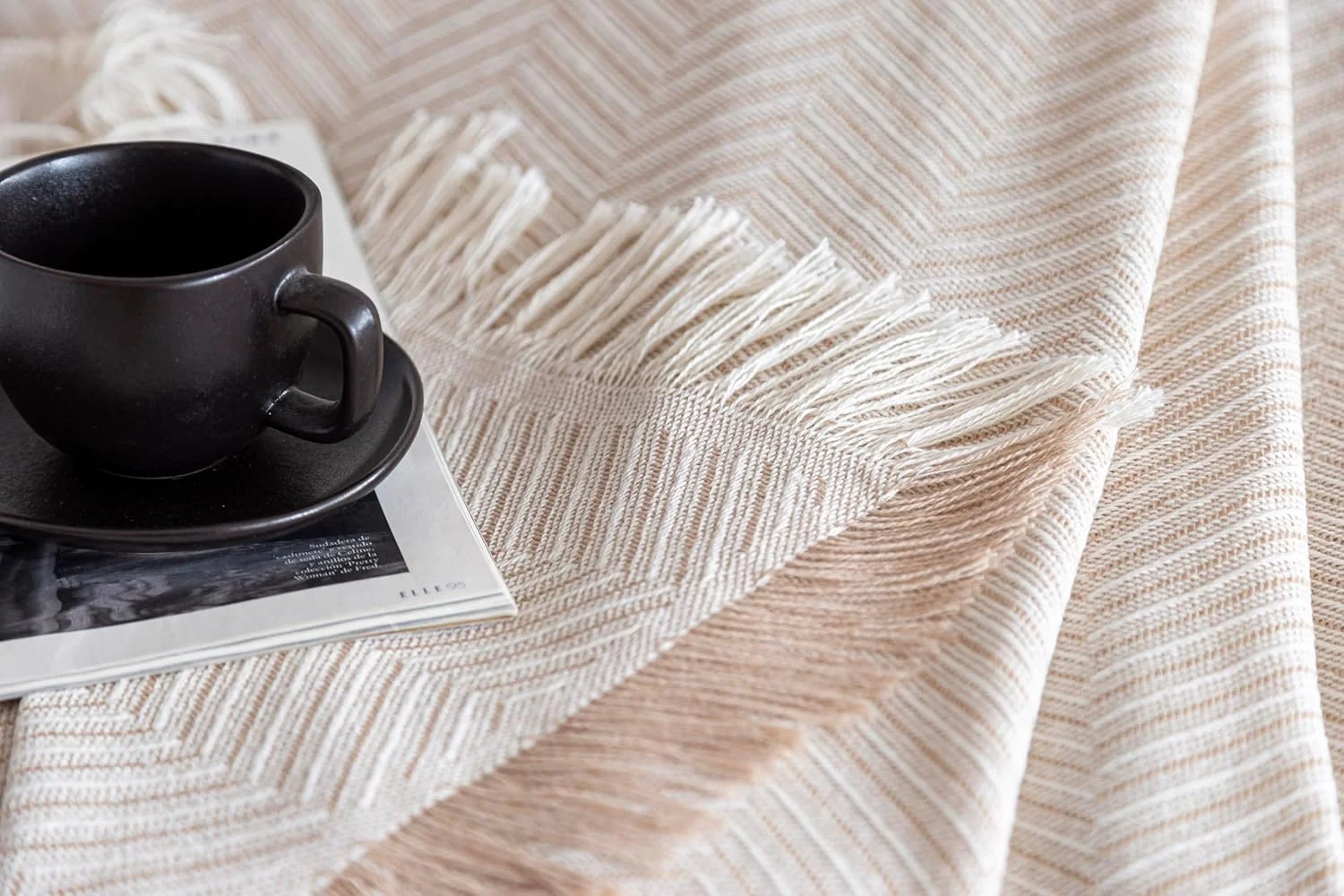 رو تختی چند منظوره تودوکاما، روکش مبل، پتوی تخت، روکش مبل، جاراپاس، طرح شاه ماهی (125 x 180 سانتی متر، بژ شنی)