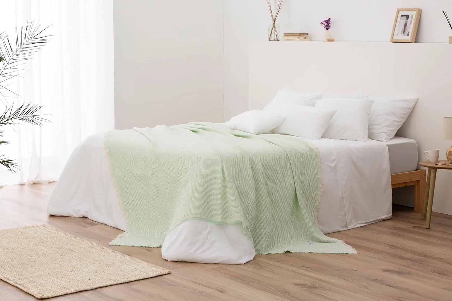 رو تختی چند منظوره تودوکاما، رو تختی، رو انداز تخت، رو انداز مبل، جاراپاس، وافل (180 x 260 سانتی متر و سبز)