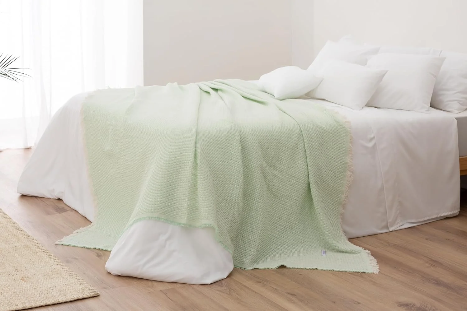 رو تختی چند منظوره تودوکاما، رو تختی، رو انداز تخت، رو انداز مبل، جاراپاس، وافل (180 x 260 سانتی متر و سبز)