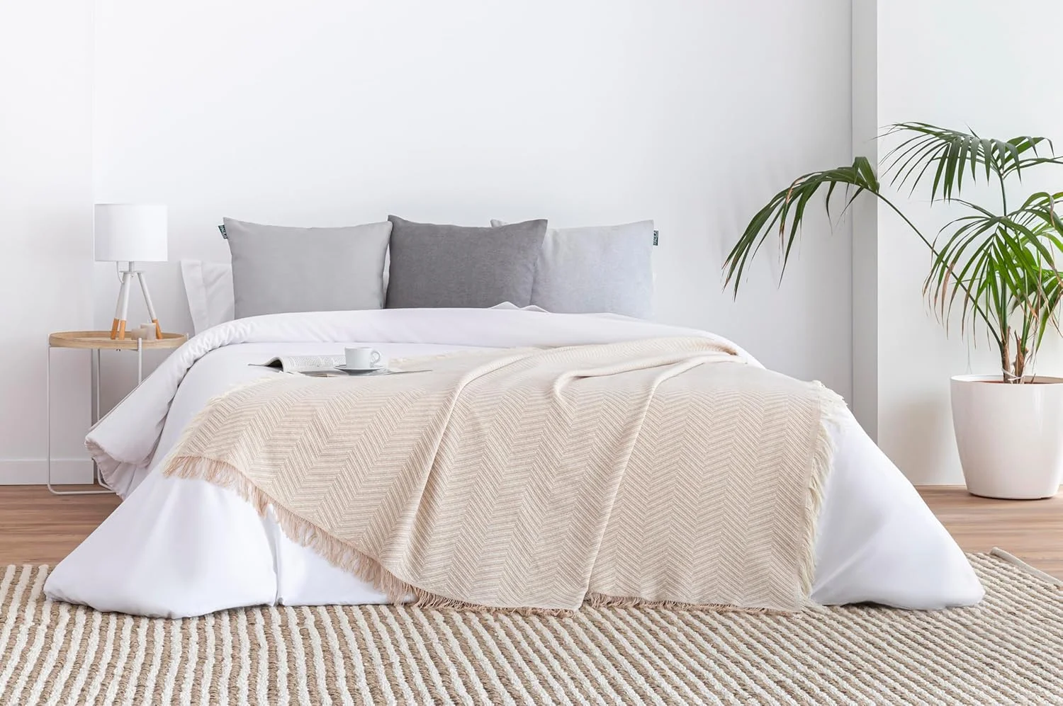 رو تختی چند منظوره تودوکاما، روکش مبل، پتوی تخت، روکش مبل، جاراپاس، طرح شاه ماهی (125 x 180 سانتی متر، بژ شنی)