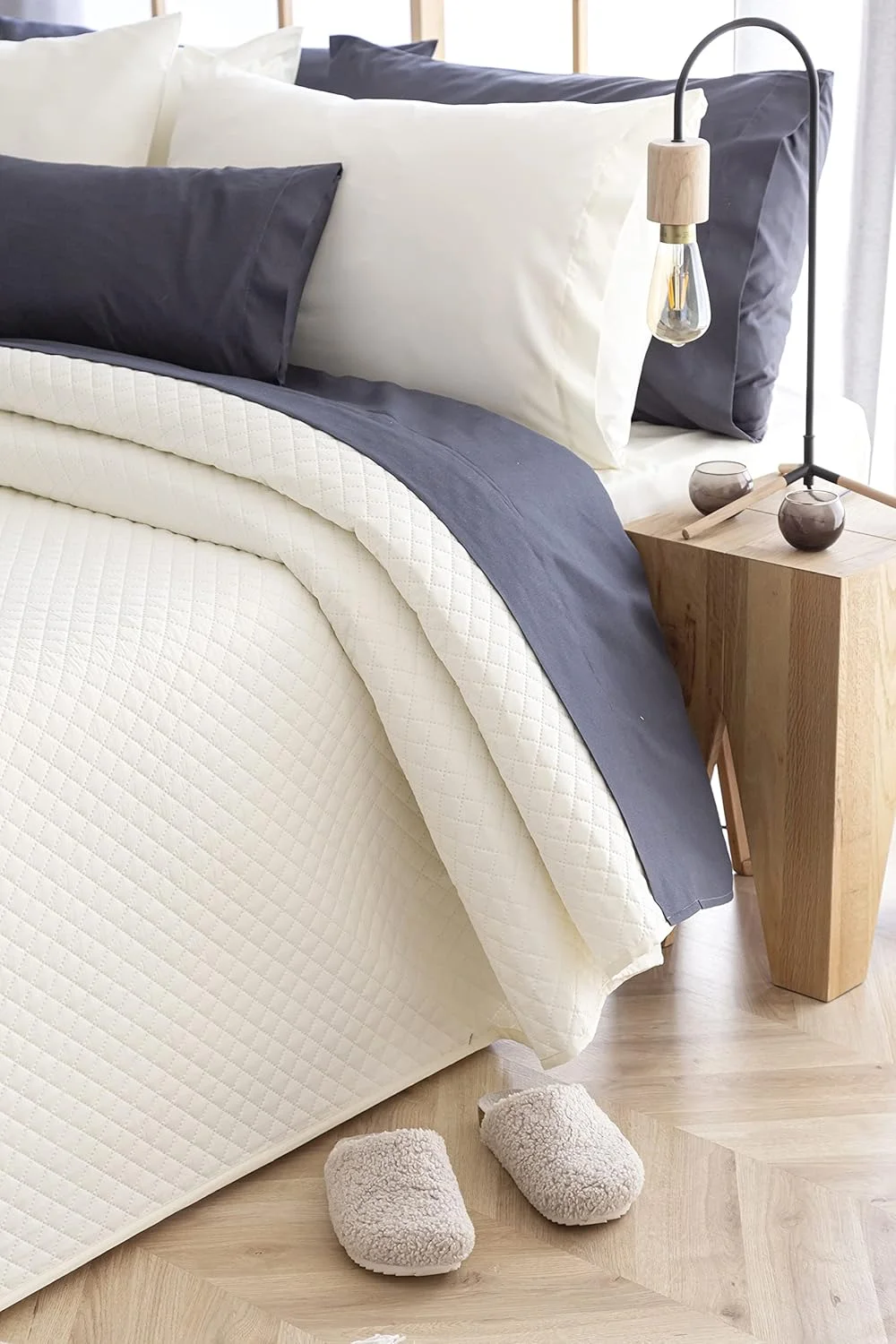 تودوکاما - روتختی بتی ظریف با طرح لوزی، برای بهار، تابستان، پاییز و زمستان. 100% میکروفایبر فوق العاده نرم، روتختی چند منظوره. تخت 80/90-180x260 سانتی متر بژ