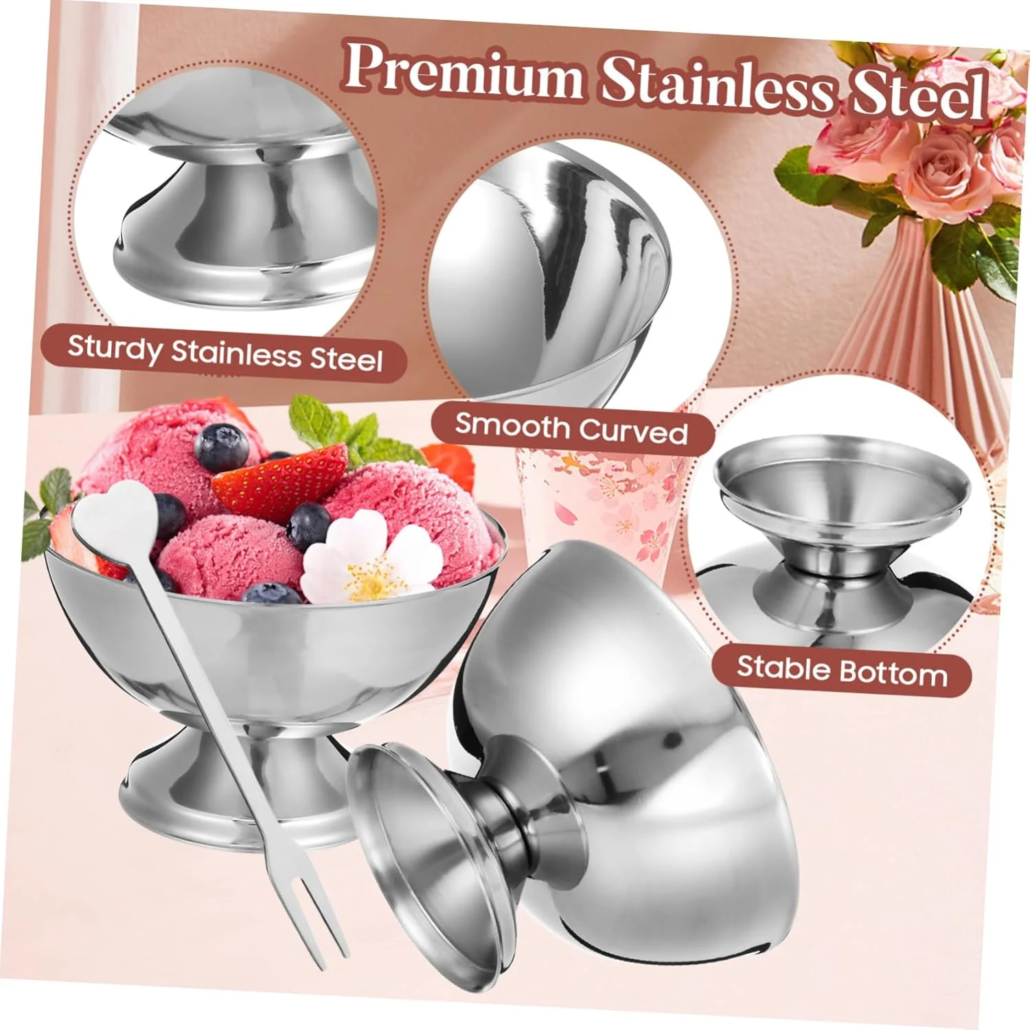 جام بستنی Ipetboom، جام سالاد، نگهدارنده اسنک، کاسه میوه، کاسه بستنی استیل ضد زنگ خلاقانه، جام دسر، میوه، اسنک، آب نبات، متوسط جام بستنی Ipetboom، جام سالاد، نگهدارنده اسنک، کاسه میوه، کاسه بستنی استیل ضد زنگ خلاقانه، جام دسر، میوه، اسنک، آب نبات، متوسط