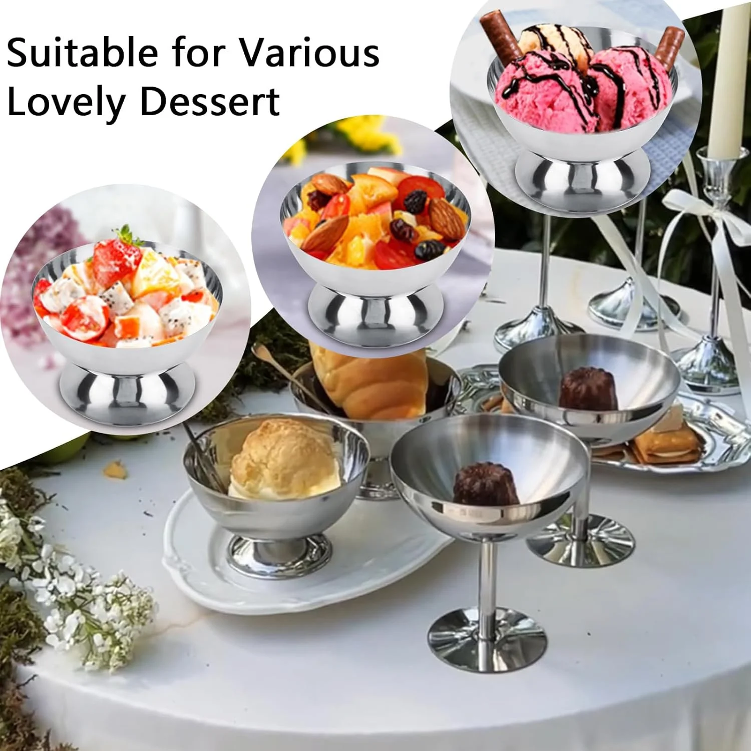 ظرف بستنی استیل Integrity، بسته 2 عددی، کاسه دسر استیل پایه دار، فنجان دسر استیل قابل استفاده مجدد برای دسر، ادویه، تنقلات، شیرینی، میوه، سالاد، پودینگ ظرف بستنی استیل Integrity، بسته 2 عددی، کاسه دسر استیل پایه دار، فنجان دسر استیل قابل استفاده مجدد برای دسر، ادویه، تنقلات، شیرینی، میوه، سالاد، پودینگ