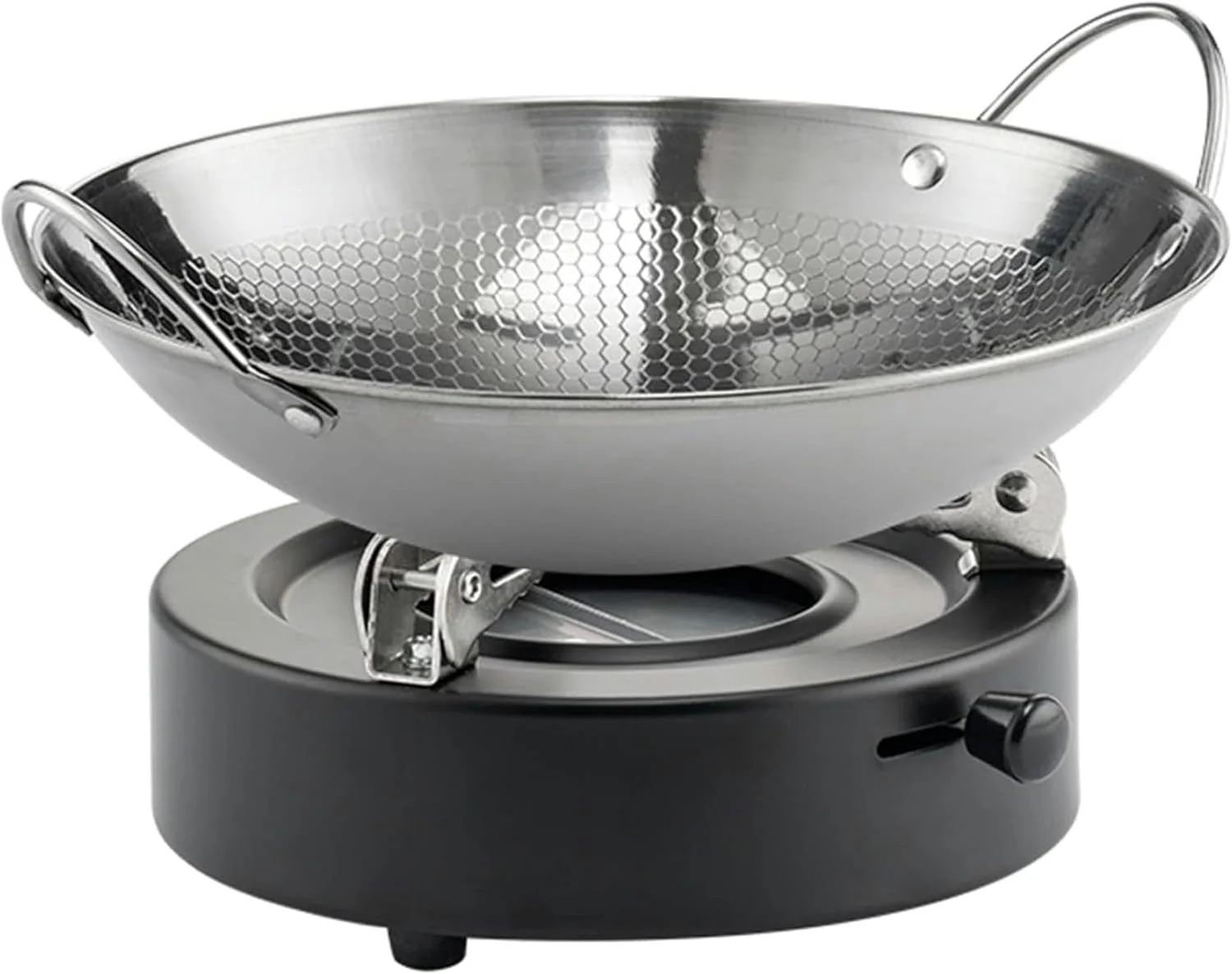 ظروف گرم نگهدارنده غذا و ظروف گرمکن استیل ضد زنگ خانگی، تابه گریل نچسب 9/10 اینچی با سینی های گرم کننده و جای سوخت، برای مهمانی شام، عروسی، آشپزی، مشکی - 9 اینچ