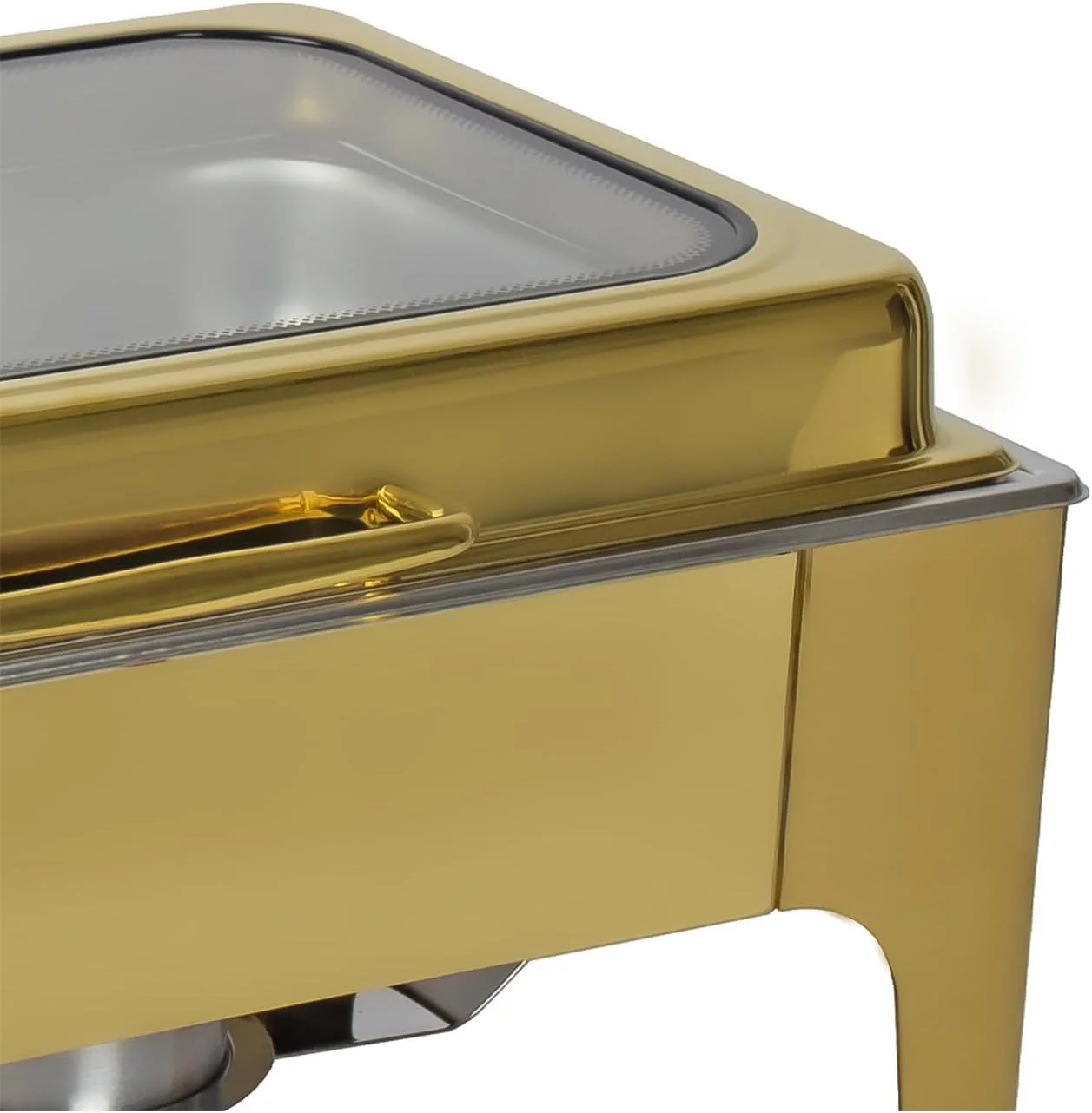 ظرف گرم نگهدارنده مستطیلی هیدرولیک 9 لیتری، ظرف گرم نگهدارنده استیل با درب شفاف، ست ظرف گرم نگهدارنده مستطیلی با درب هیدرولیک، گرم کننده غذای بوفه با روکش آینه ای