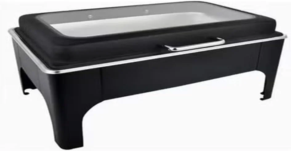 گرمکن غذا استیل ضد زنگ HTH با فریم تاشو، شامل ظرف گرمکن با درب، ظرف آب و ظرف غذا - مناسب بوفه، پذیرایی، عروسی، مراسم و مهمانی ها