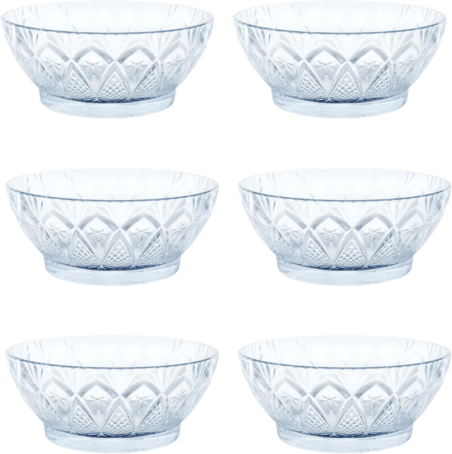 ظرف دسر بستنی طرح کمانی یخی - ست 6 عددی - شیشه قدیمی، کاسه دسر برای بستنی، کاسه تنقلات، ظروف جانبی، ظرف سس، کاسه های سرو کوچک برای دسر، آبنبات، آماده سازی آشپزخانه، قابل شستشو در ماشین ظرفشویی